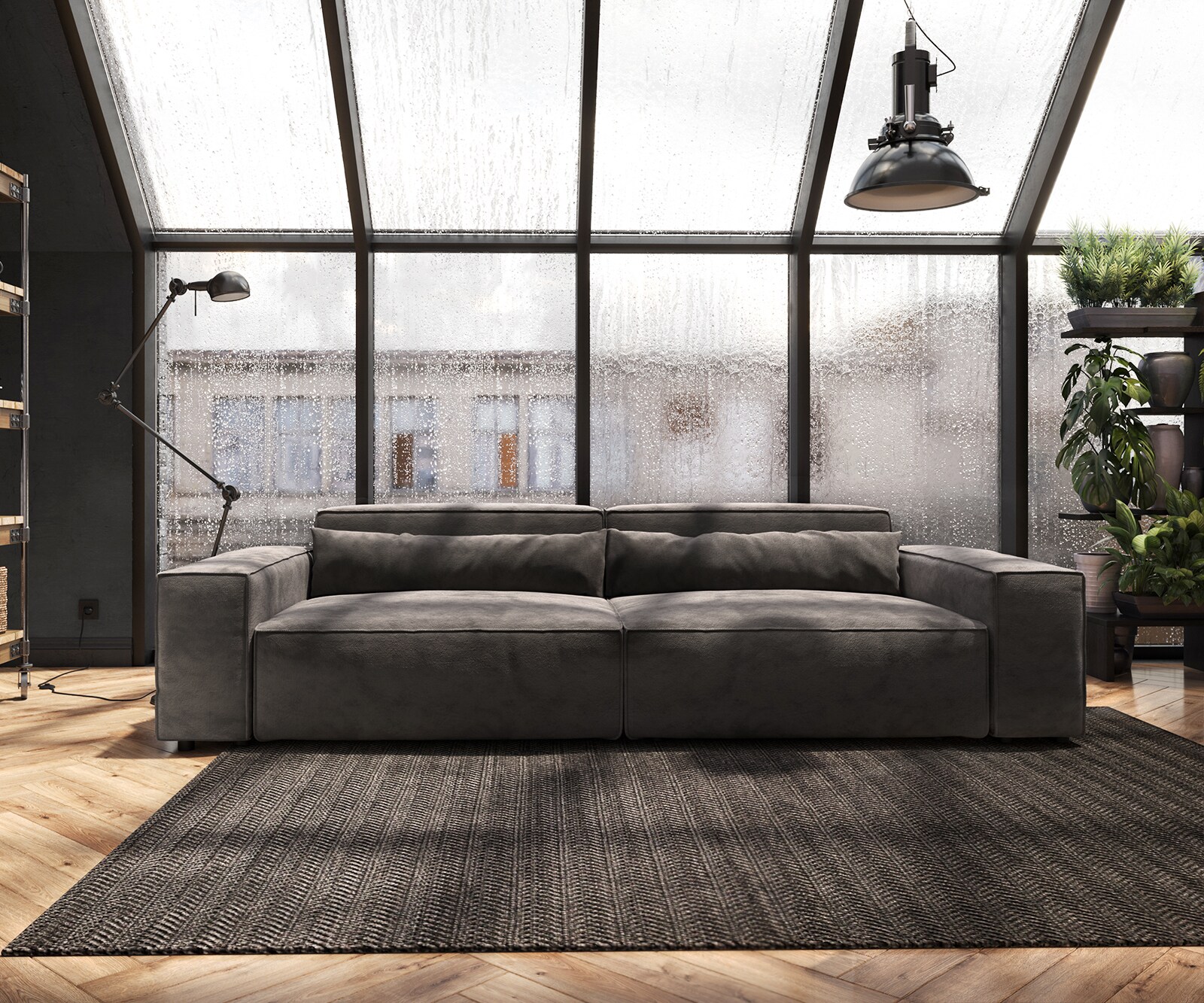 Big-sofa Sirpio XL 270x130 cm microvezel kaki bruin 1