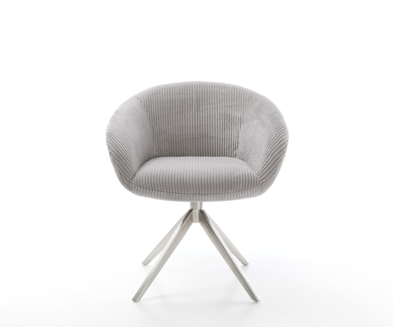 Draaistoel Vinka-Flex met armleuning koord zilver grijs kruisframe breed roestvrij staal 360° draaibaar rocker-functie pocketveer kern 1