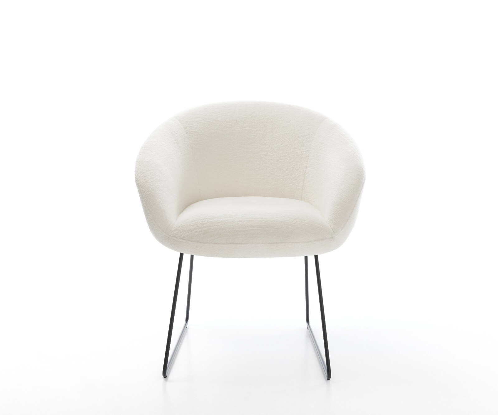 Eetkamerstoel Vinka-Flex met armleuning bouclé zacht beige slipframe zwart pocketveer kern 2