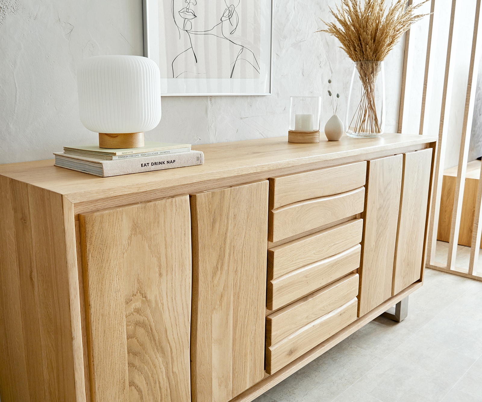 Dressoir Live-Edge 170 cm natuur eiken 3 laden 4 deuren 1 Dressoir Live-Edge 170 cm natuur eiken 3 laden 4 deuren 1