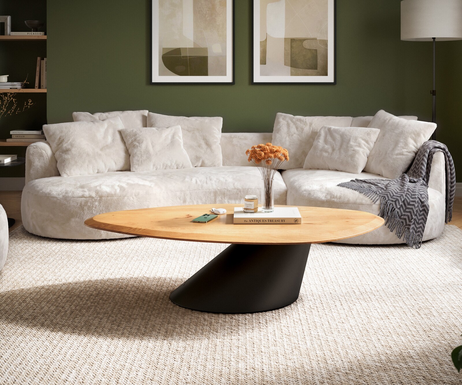 Salontafel Edge Organisch 140x76 cm Eiken naturel Flow-Edge Conis Metaal Zwart 2