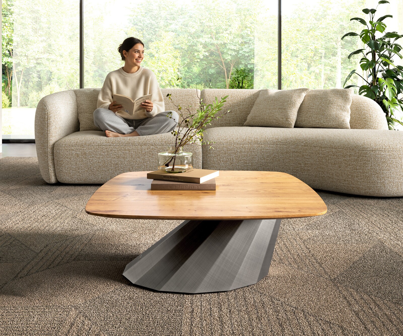 Salontafel Edge Boot 90x90 cm Eiken Naturel Zwitserse rand Parabi metallic zilver 6