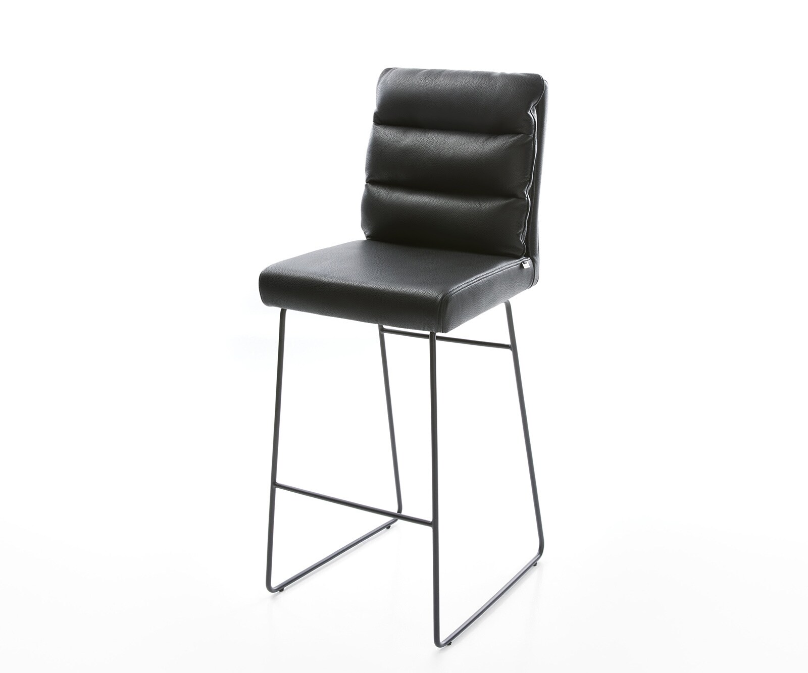 Barstoel Pela-Flex echt leer zwart slipframe metaal 1