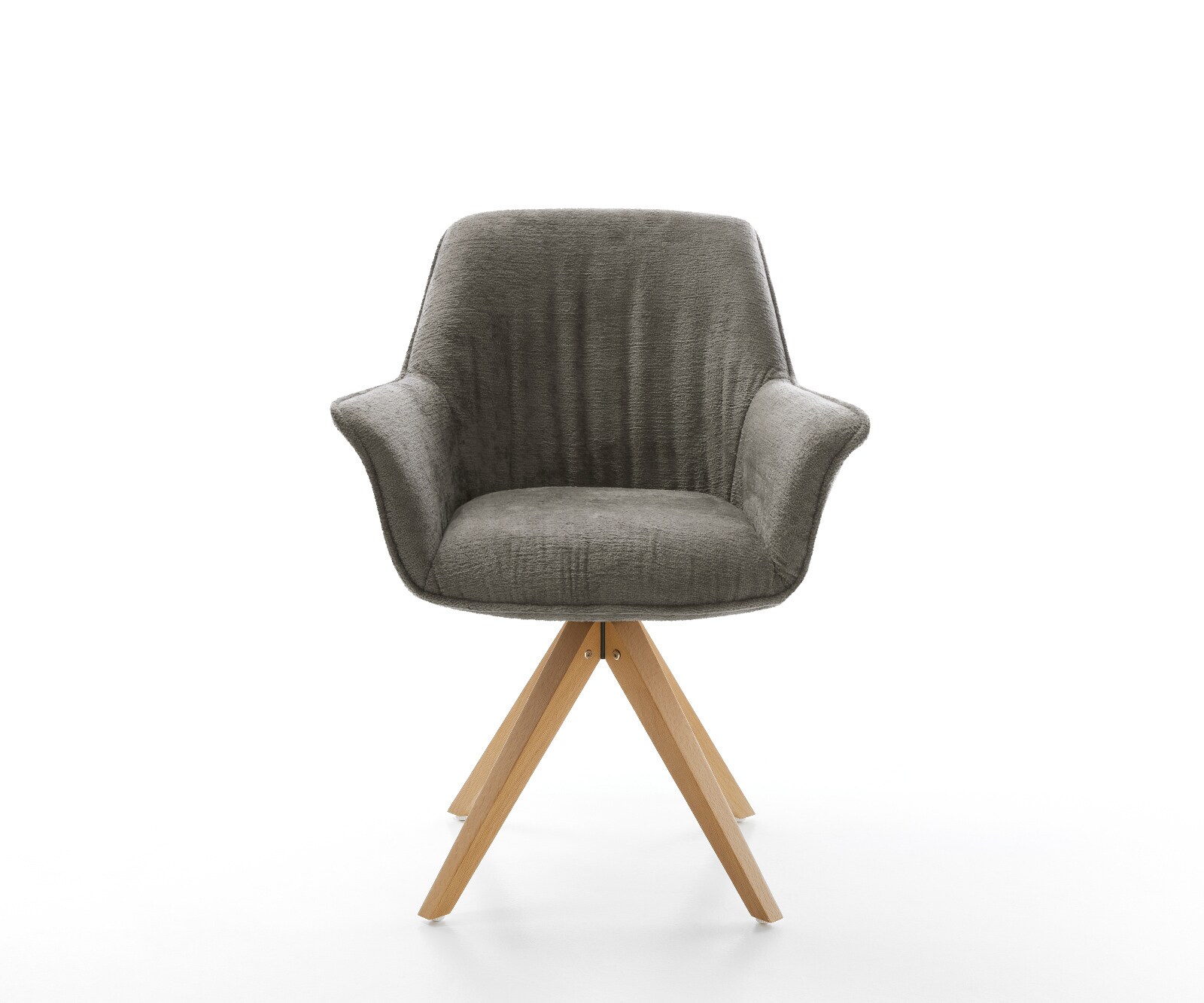 Draaistoel Keila-Flex met armleuning bouclé zacht mud houten frame hoekig natuur 180° draaibaar 2