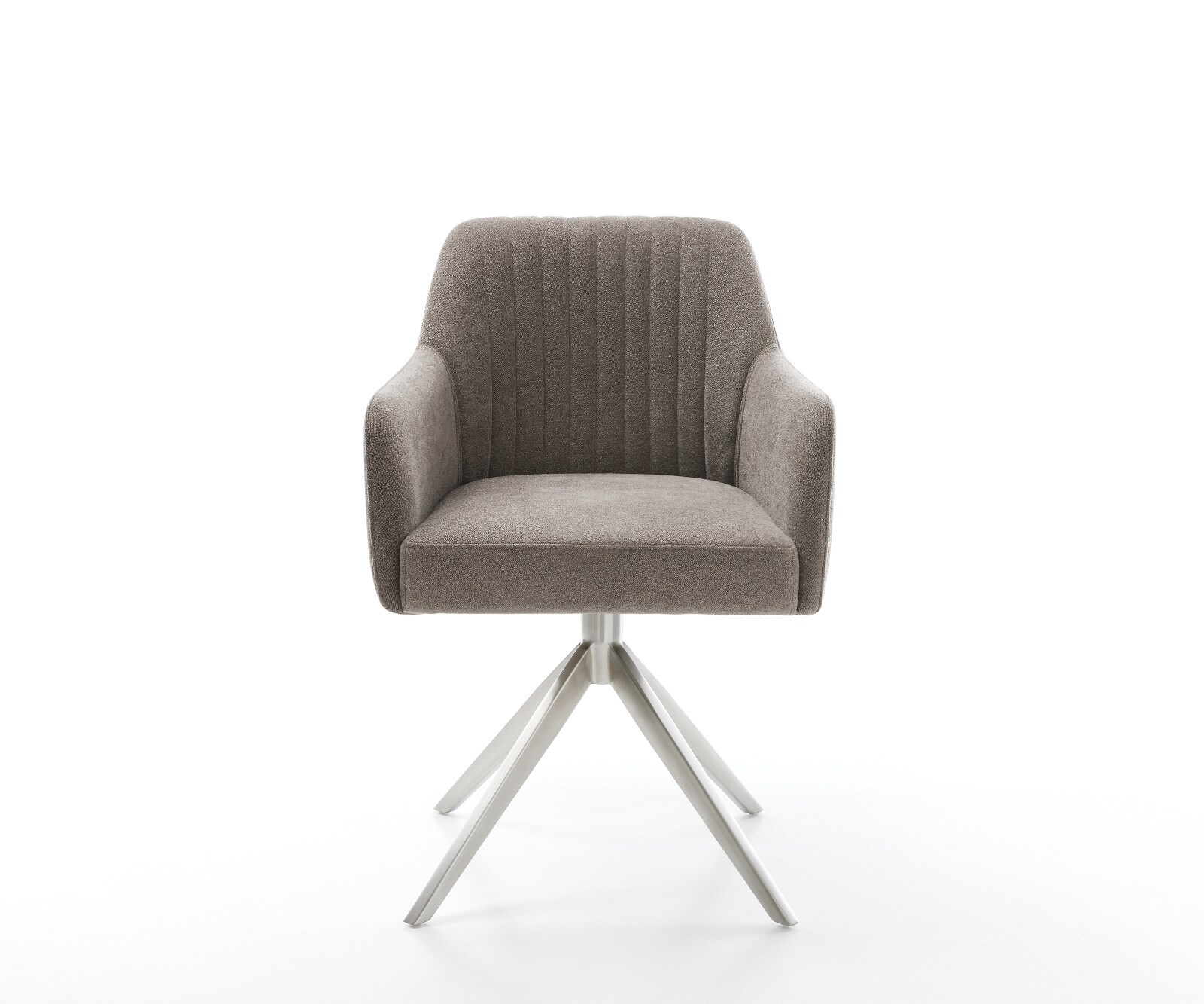 Draaistoel Greg-Flex zachte stof met structuur taupe kruisframe breed roestvrij staal 360° draaibaar rocker-functie pocketveer kern 2