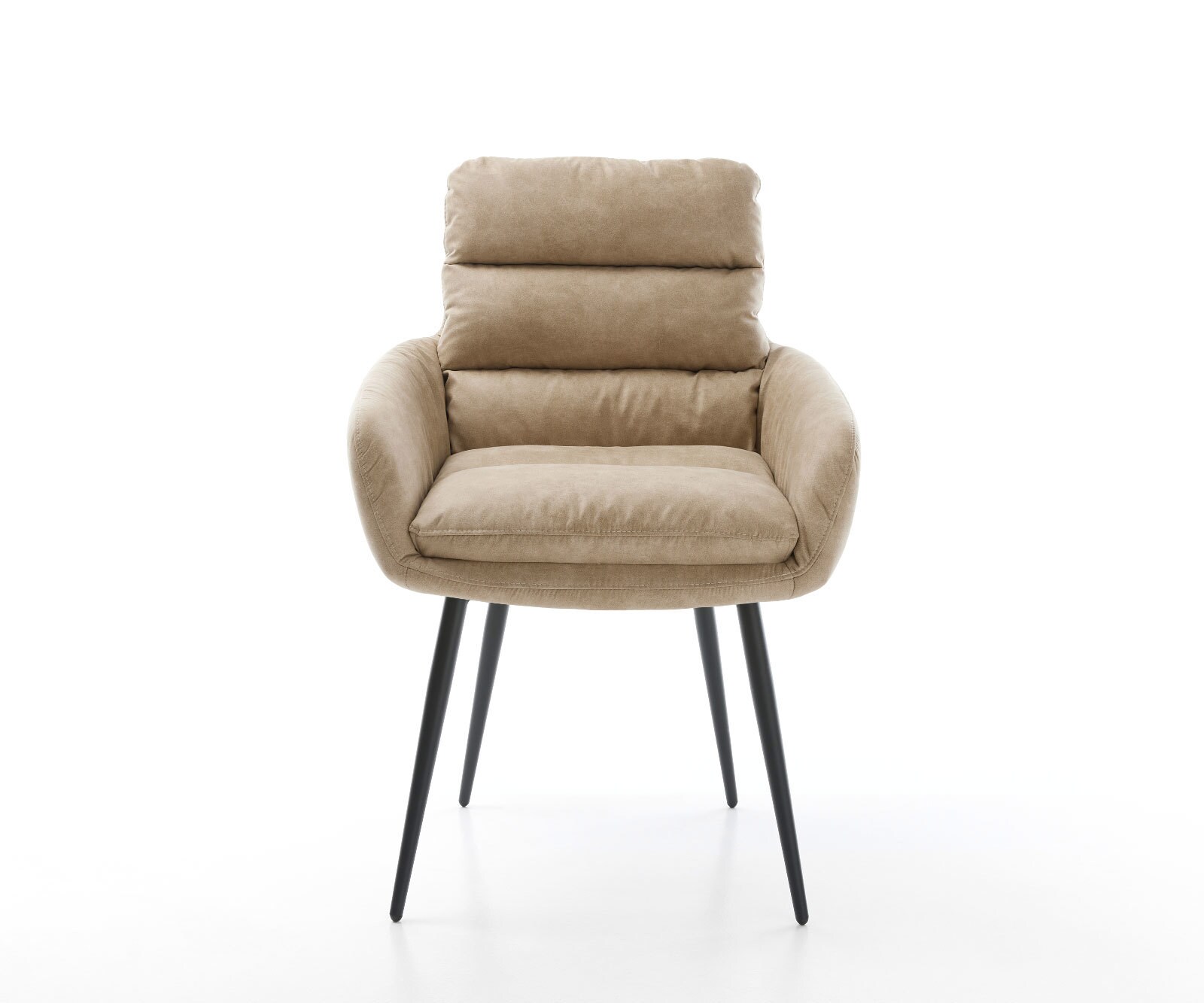 Eetkamerstoel Abelia-Flex met armleuning microvelours beige vintage 4-poot conisch zwart 1 Eetkamerstoel Abelia-Flex met armleuning microvelours beige vintage 4-poot conisch zwart 1