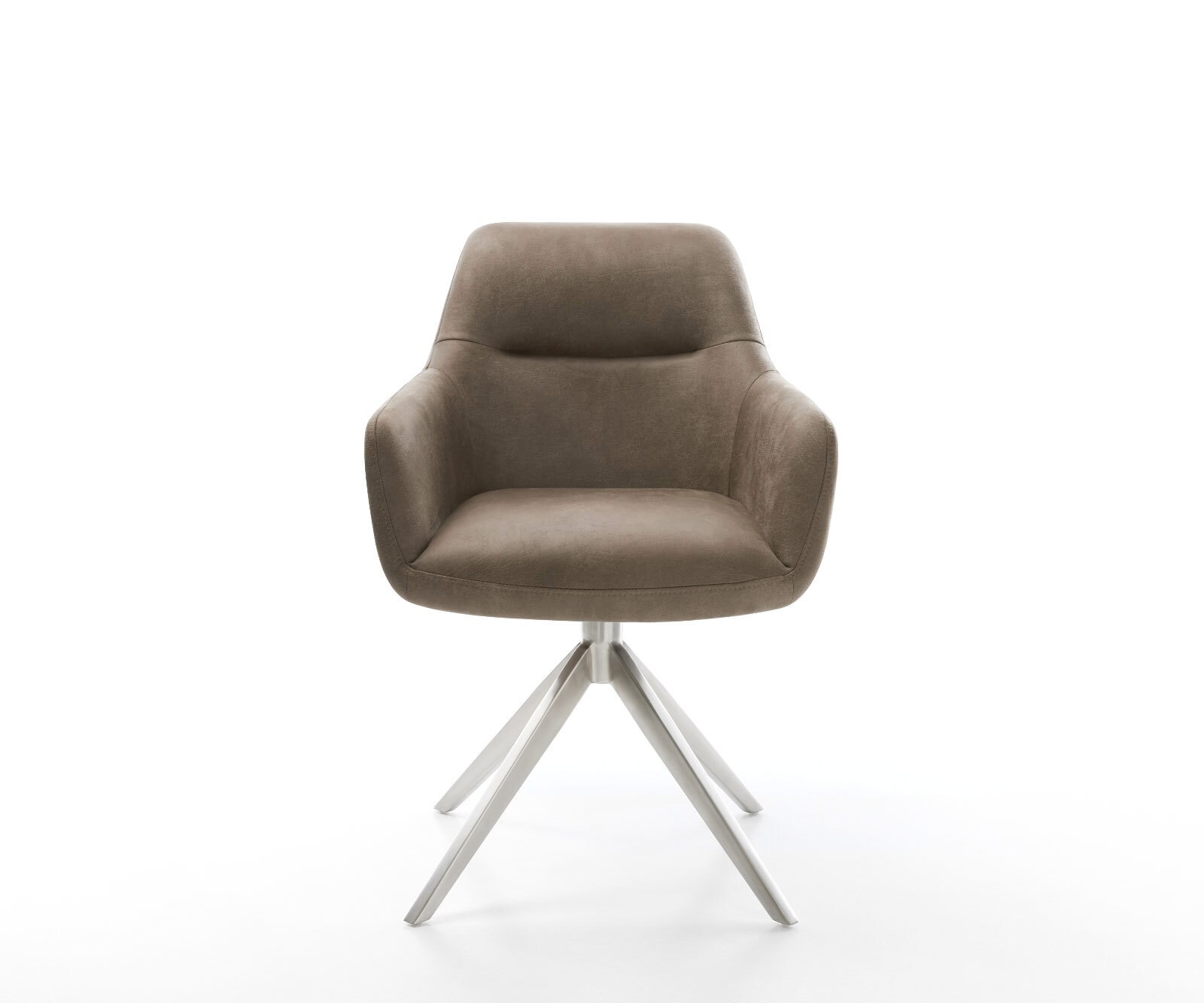 Draaistoel Pejo-Flex microvelours taupe vintage kruisframe breed roestvrij staal 360° draaibaar rocker-functie pocketveer kern 1