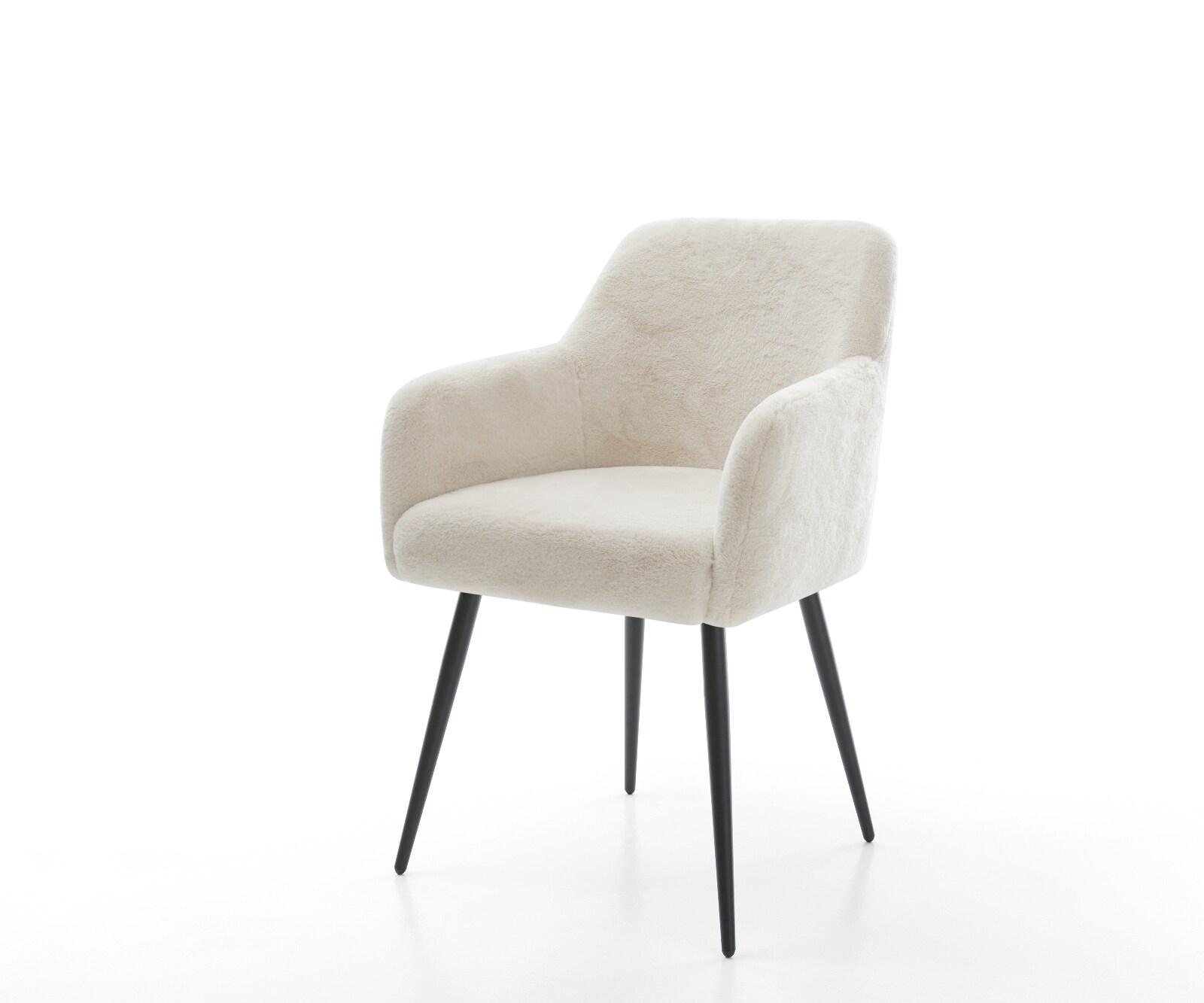 Eetkamerstoel Greg-Flex pluchen crème-wit 4-poot conisch zwart pocketveer kern 1