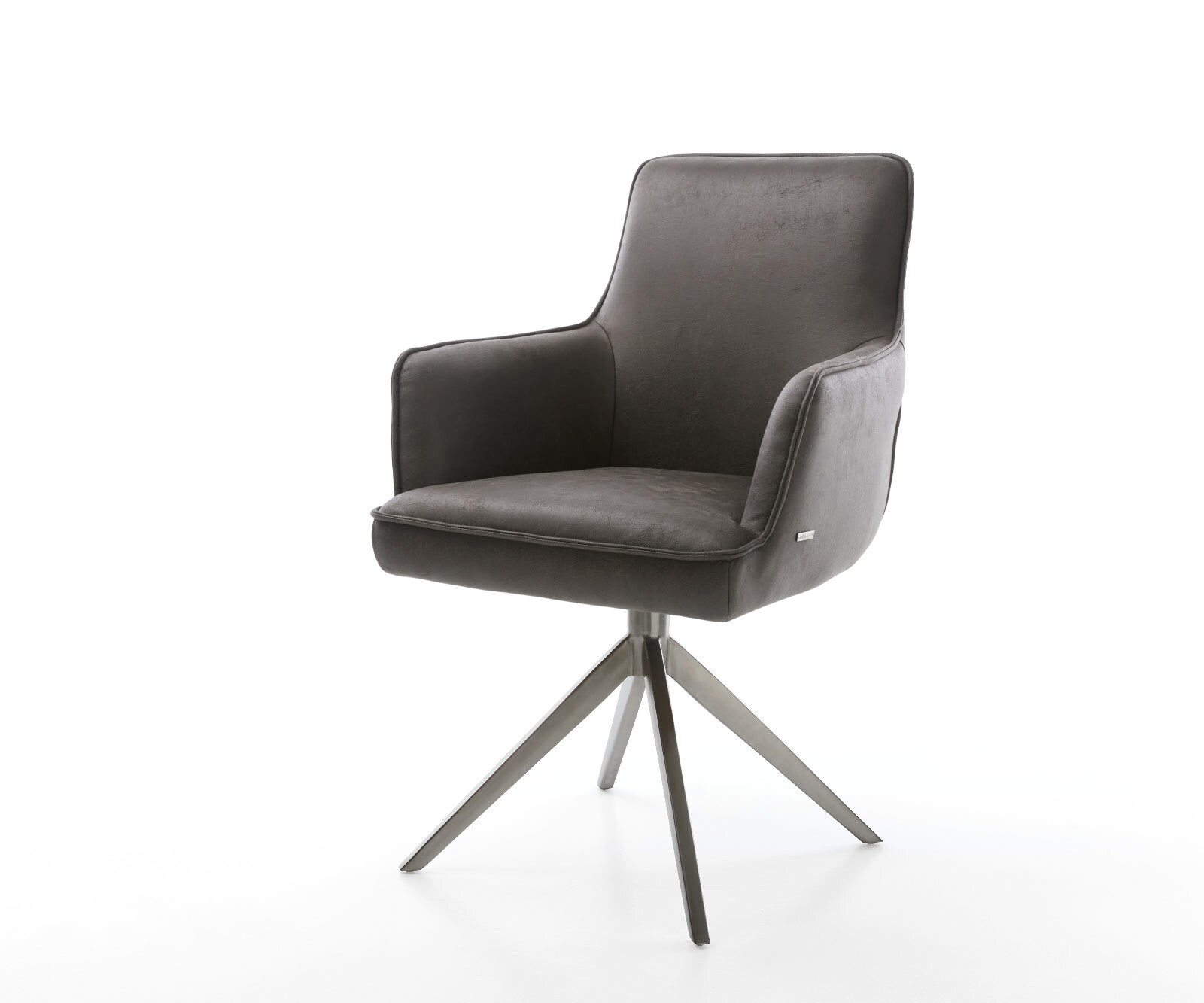 Draaistoel Heira-Flex met armleuning microvelours antraciet vintage kruisframe breed grafiet 360° draaibaar rocker-functie pocketveer kern