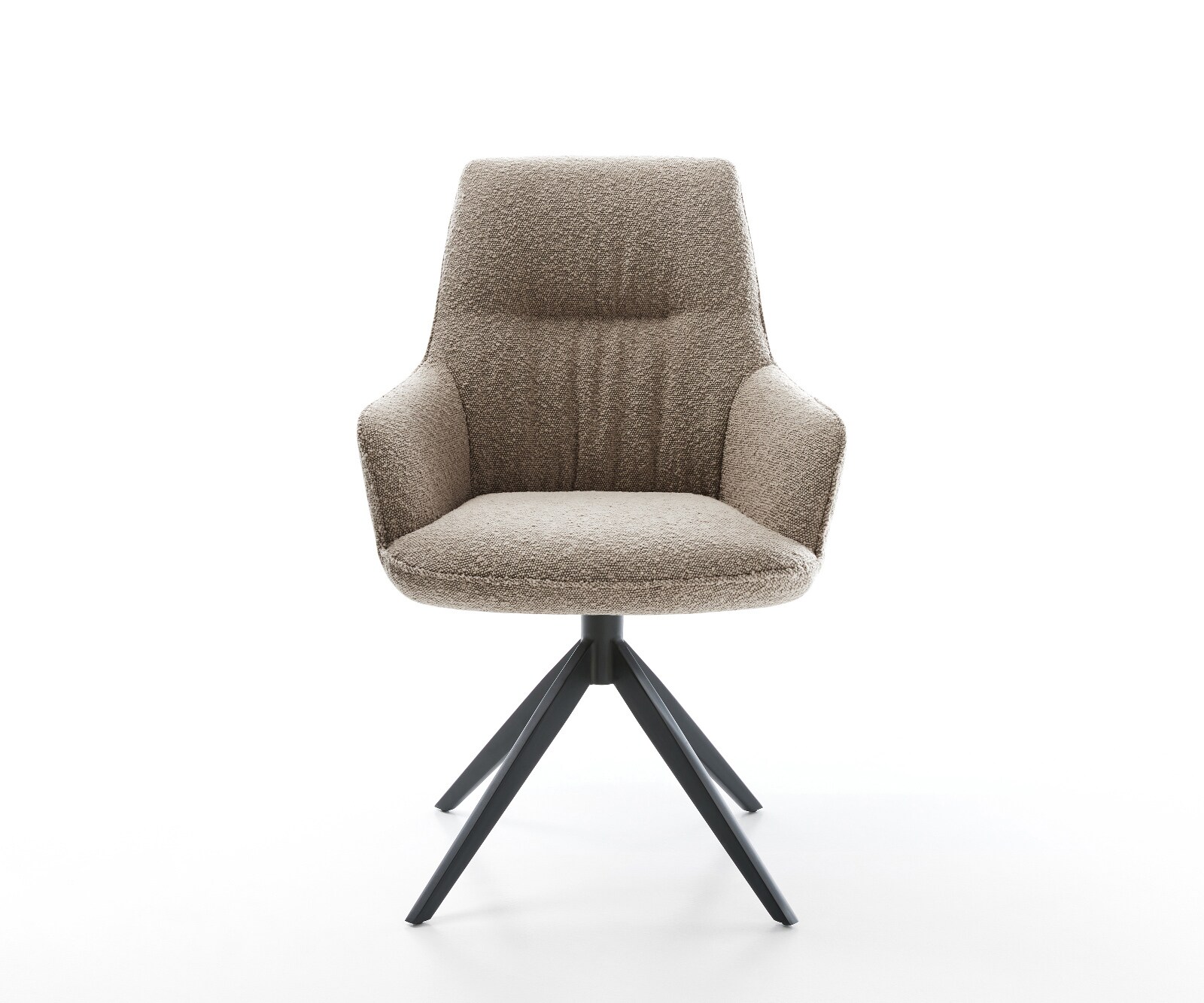 Draaistoel Zelia-Flex met armleuning bouclé mud kruisframe breed zwart 360° draaibaar rocker-functie pocketveer kern 1