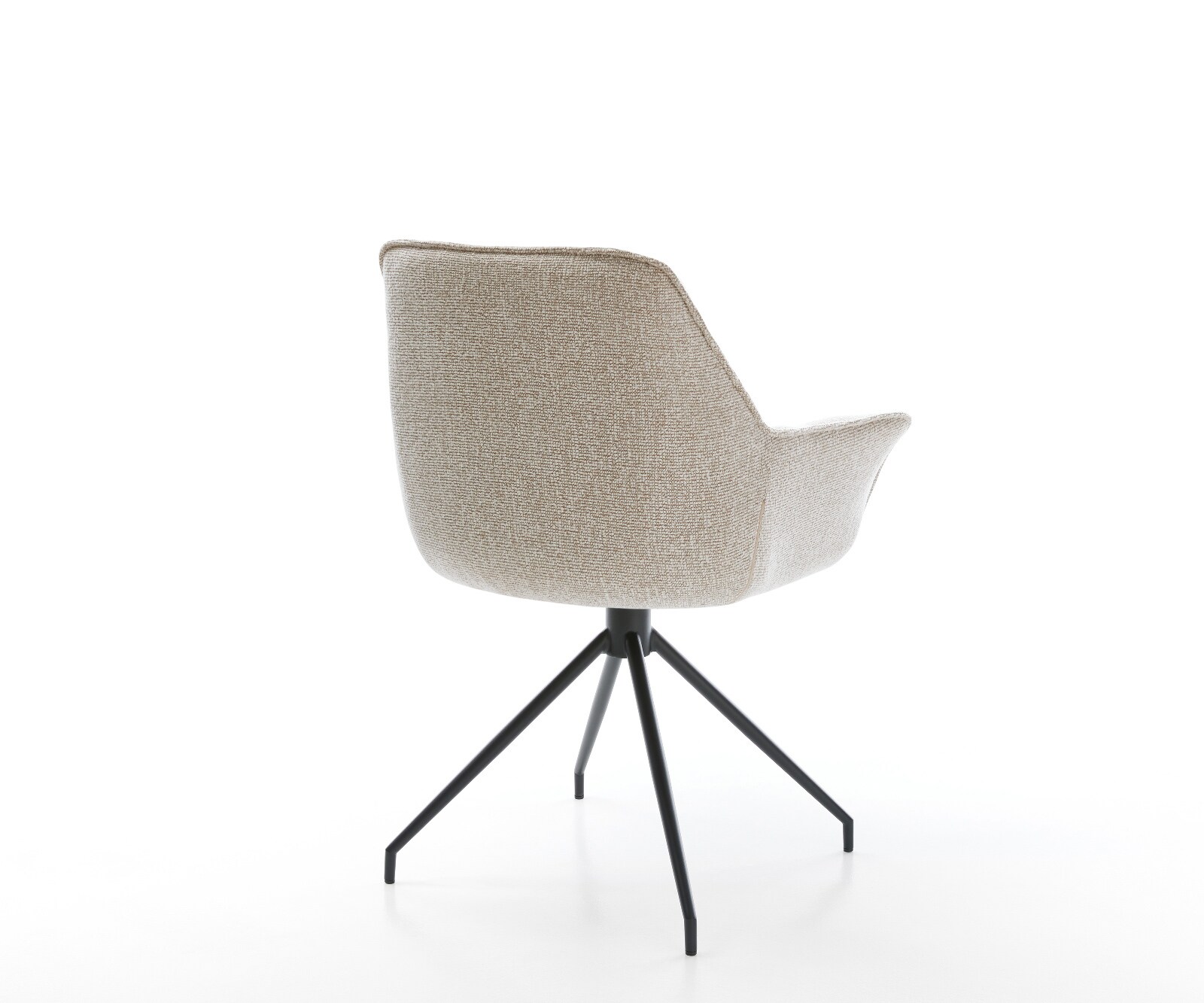 Eetkamerstoel Kaira-Flex geweven stof beige kruisframe conisch zwart 4