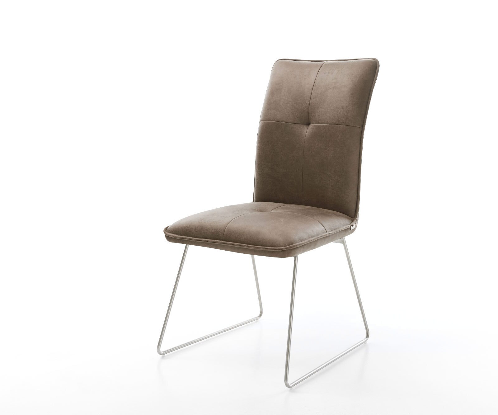 Eetkamerstoel Maddy-Flex microvelours taupe vintage slipframe roestvrij staal
