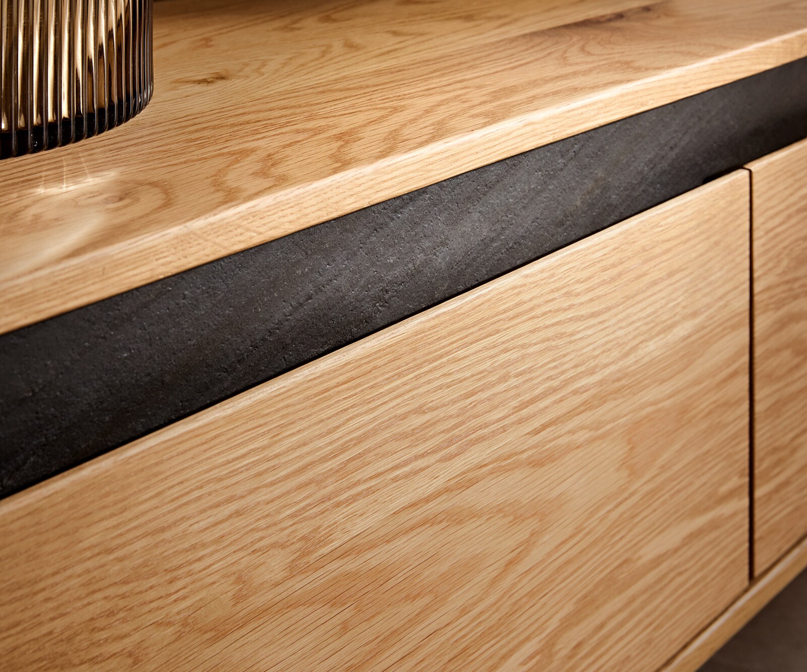 Tv-meubel Stonegrace 240 cm eiken natuur 4 deuren onderstel ovaal metaal zwart 6