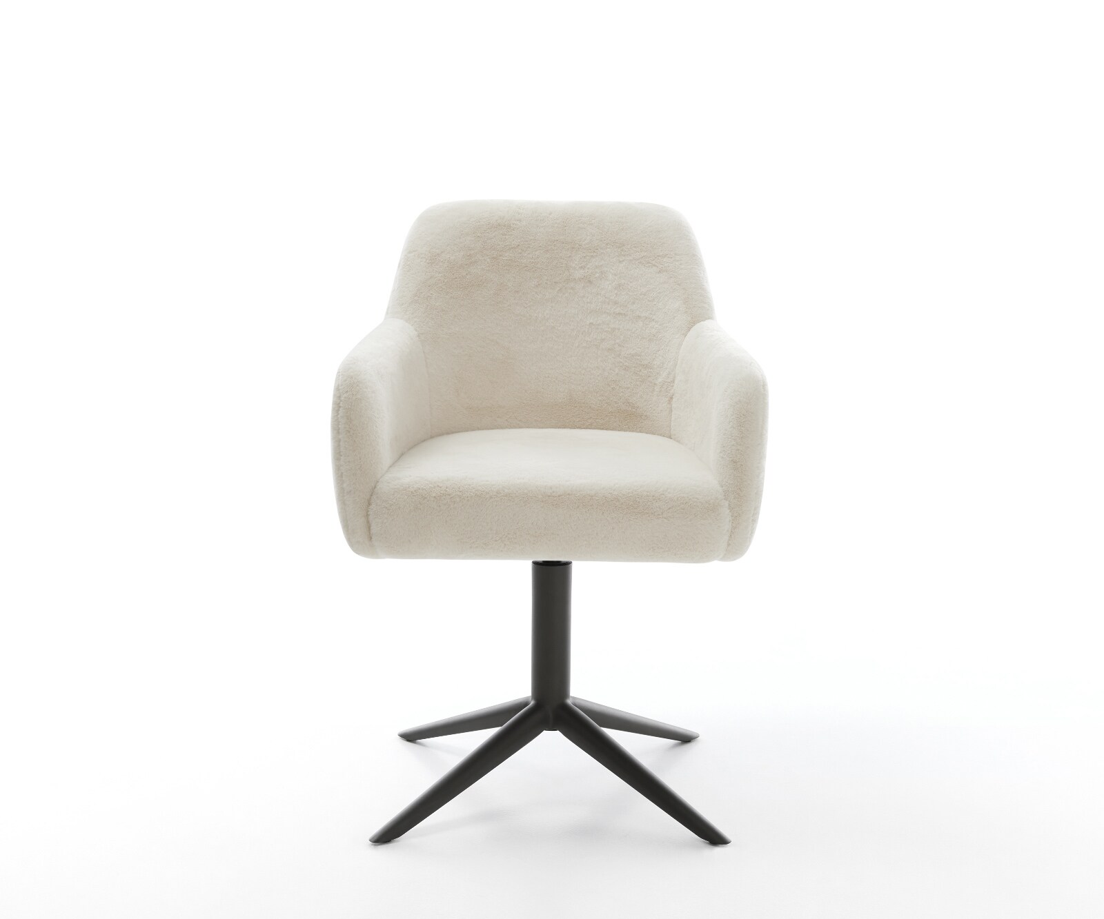 Draaistoel Greg-Flex pluchen crème-wit kruispoot zwart 360° draaibaar rocker-functie pocketveer kern 2