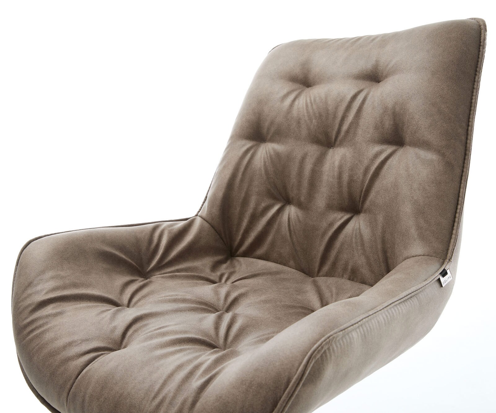 Draaistoel Taimi-Flex microvelours taupe vintage kruisframe breed zwart 360° draaibaar rocker-functie 3