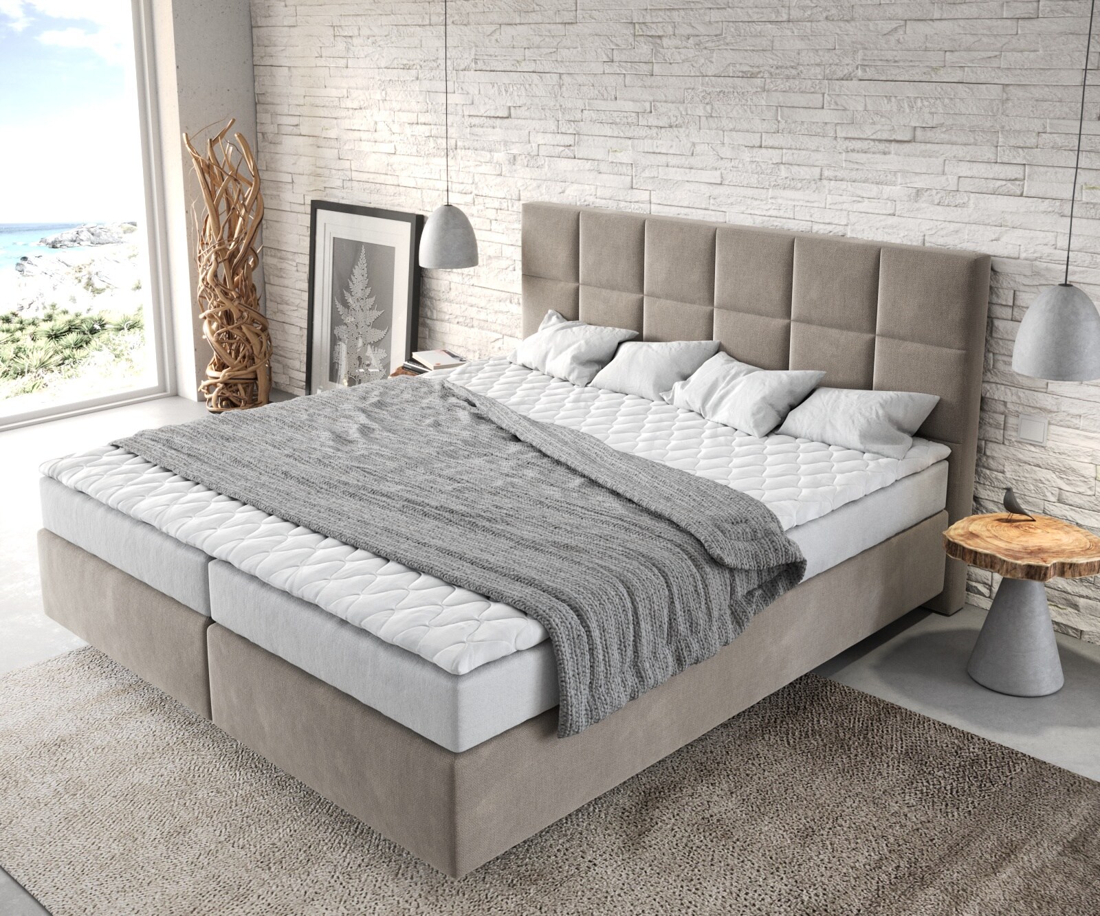 Boxspringbed Dream-Fine 180x200 microvezel Beige 4