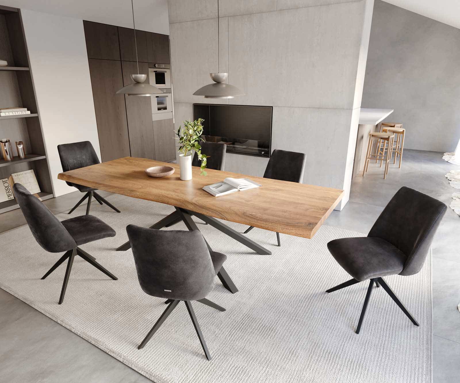 Draaistoel Elso-Flex microvelours antraciet vintage kruisframe breed zwart 360° draaibaar pocketveer kern 4 Draaistoel Elso-Flex microvelours antraciet vintage kruisframe breed zwart 360° draaibaar pocketveer kern 4