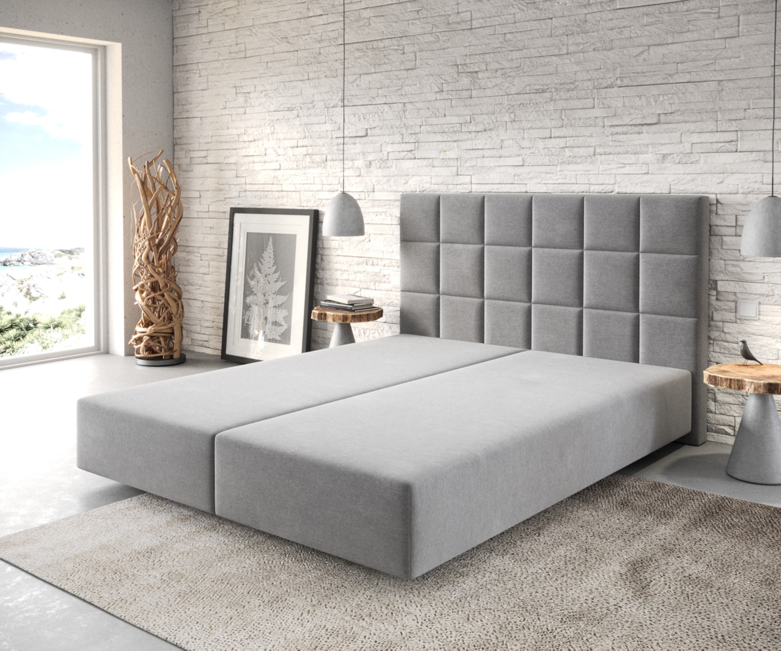 Boxspring-frame Dream-Fine 160x200 microvezel grijs Boxspring-frame Dream-Fine 160x200 microvezel grijs