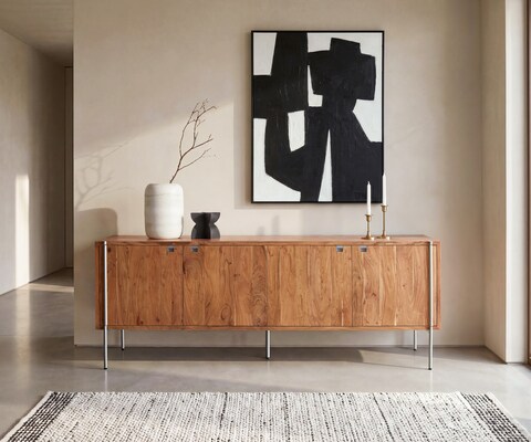 Dressoir Rivoro 210 cm acacia natuur 4 deuren