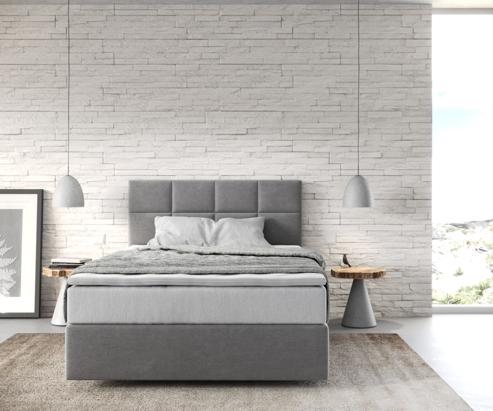 Boxspringbed Dream-Fine 120x200 cm Microvezel Grijs met TFK Matras en Visco Topper 1 Boxspringbed Dream-Fine 120x200 cm Microvezel Grijs met TFK Matras en Visco Topper 1