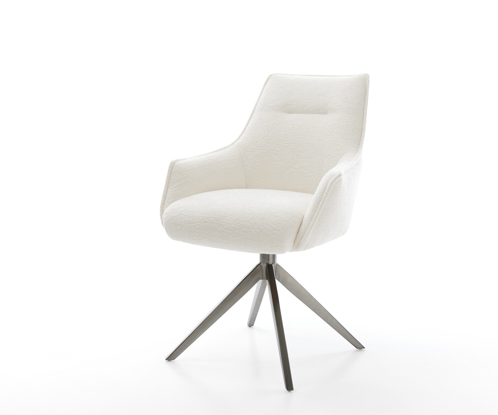 Draaistoel Alja-Flex met armleuning bouclé zacht beige kruisframe breed grafiet 360° draaibaar rocker-functie pocketveer kern