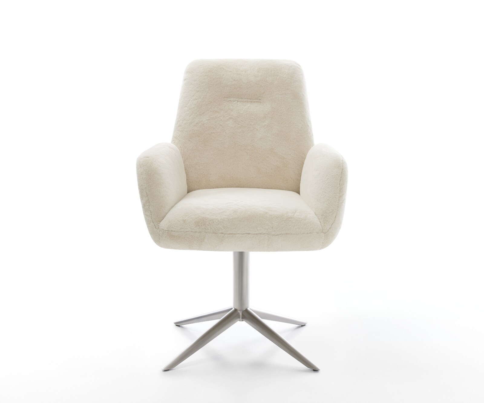 Draaistoel Zoa-Flex pluchen crème-wit kruispoot roestvrij staal 360° draaibaar rocker-functie pocketveer kern 2