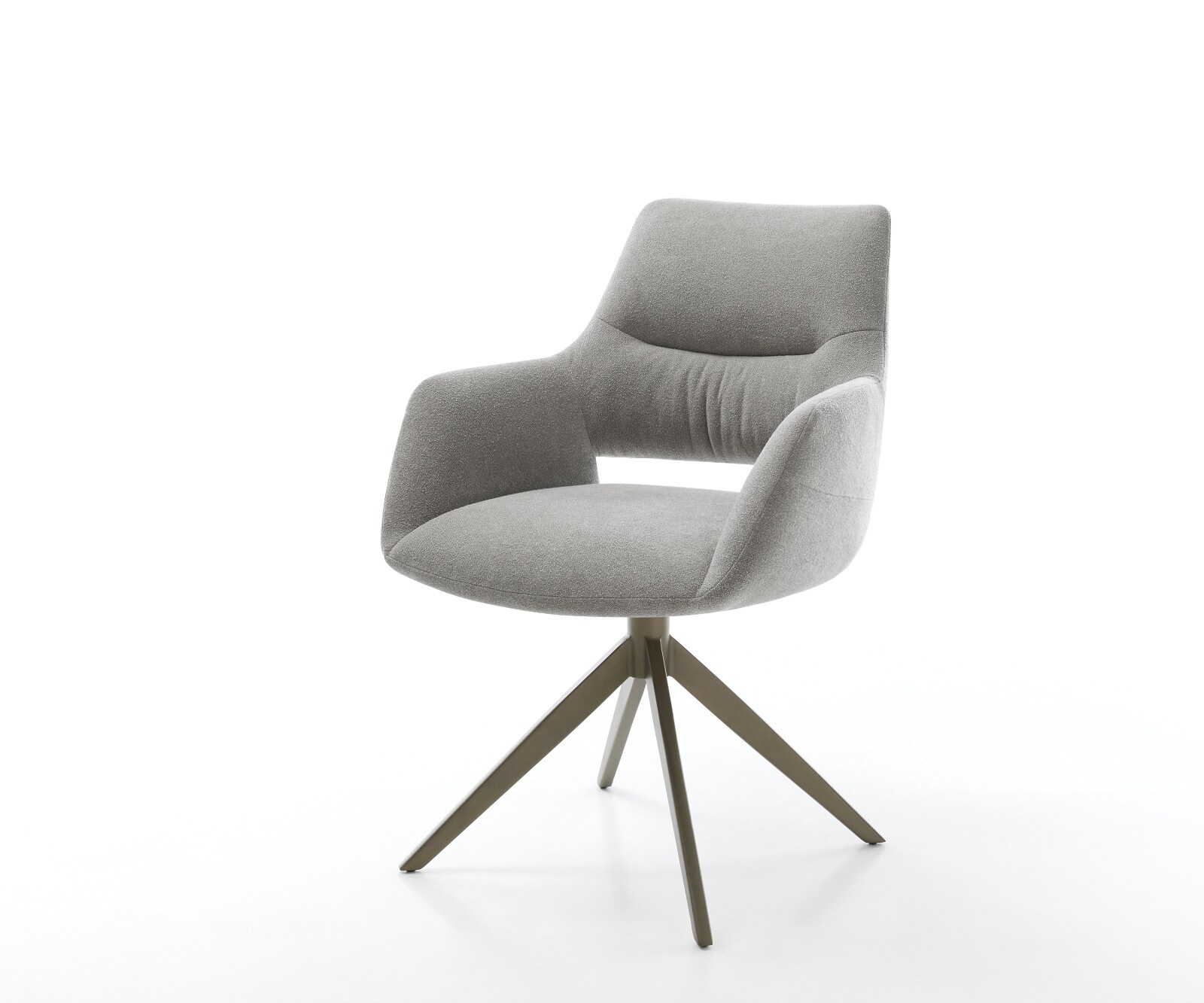 Draaistoel Yago-Flex met armleuning zachte stof met structuur grijs kruisframe breed afwerking met titanium 360° draaibaar rocker-functie pocketveer kern 1