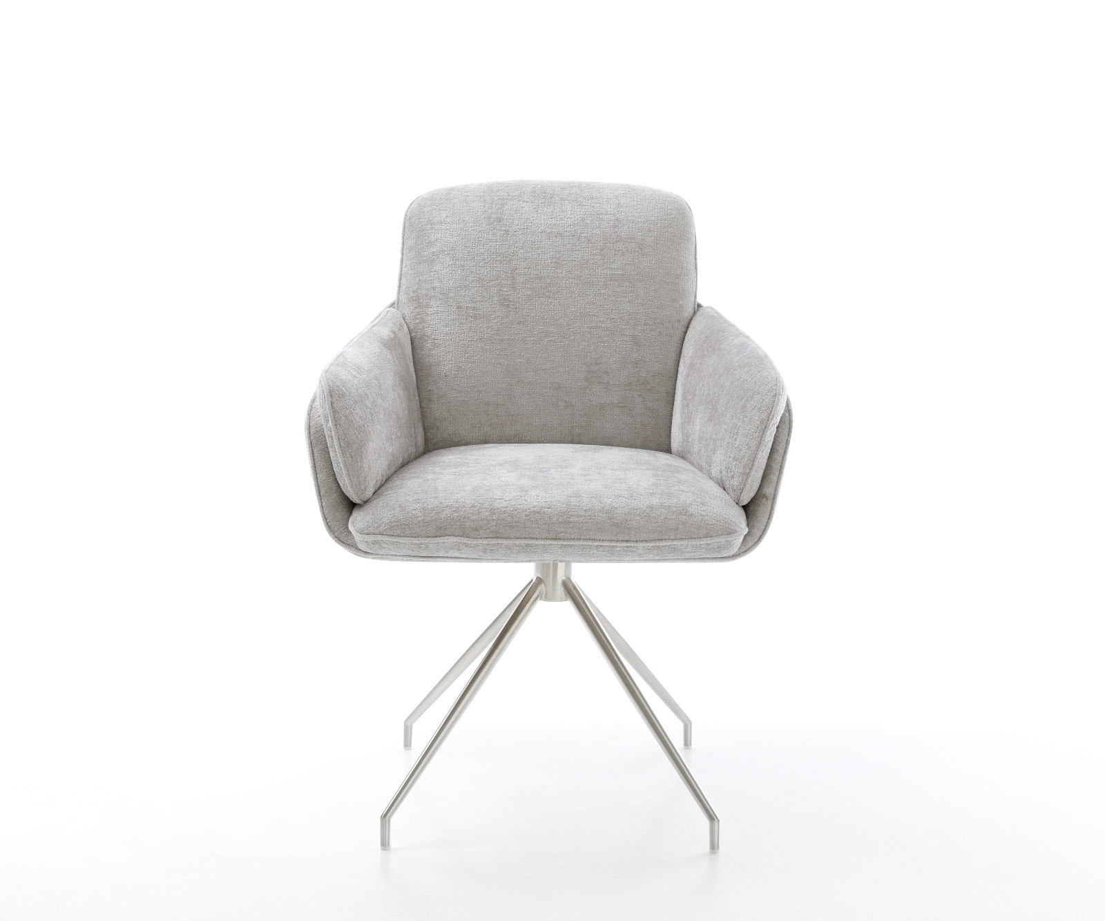 Draaistoel Luan-Flex met armleuning chenille zilver grijs kruisframe conisch roestvrij staal 180° draaibaar 1 Draaistoel Luan-Flex met armleuning chenille zilver grijs kruisframe conisch roestvrij staal 180° draaibaar 1
