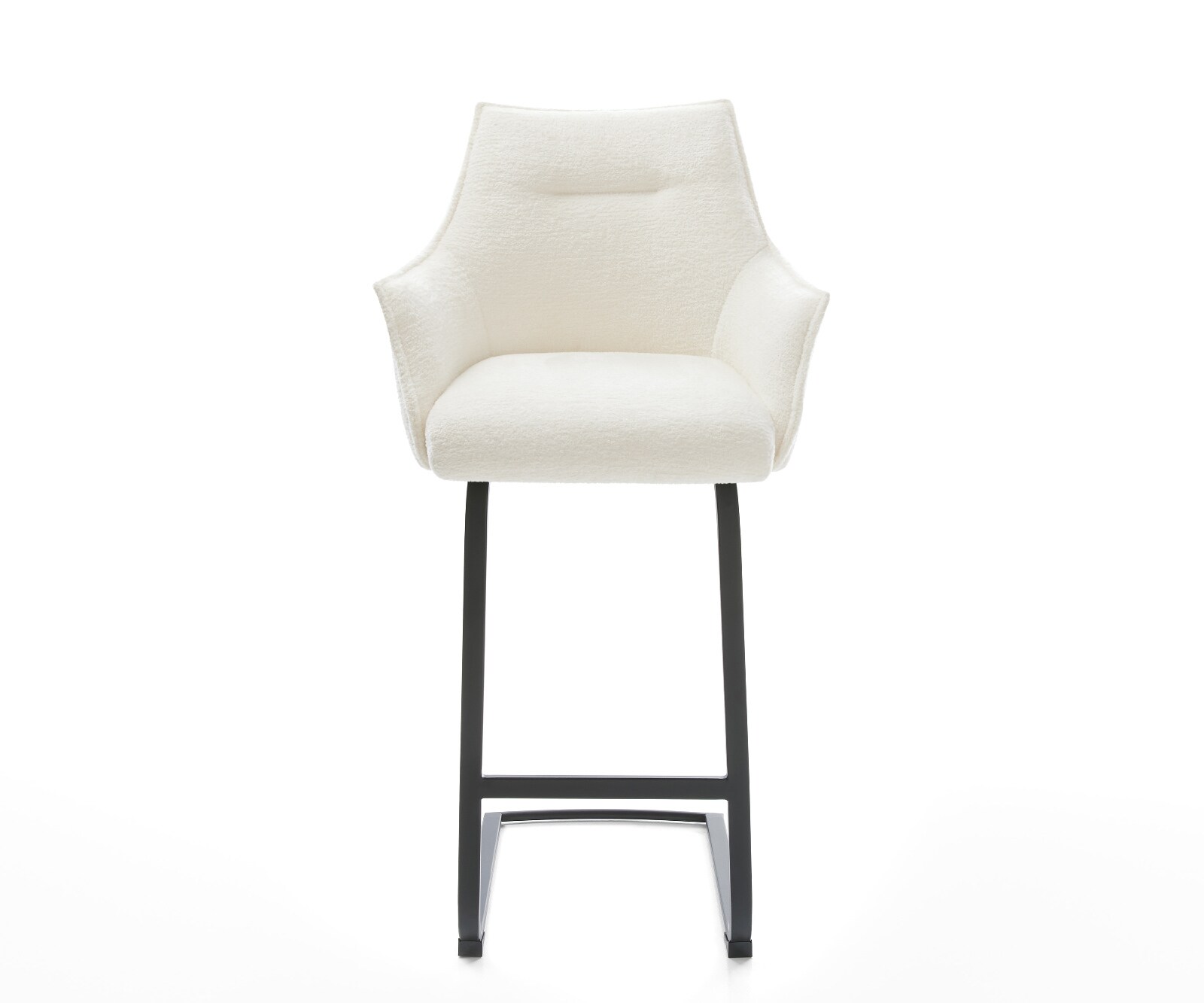 Barstoel Alja-Flex Bouclé zacht Beige Vrijkantelframe plat metaal Zwart Pocketvering 1