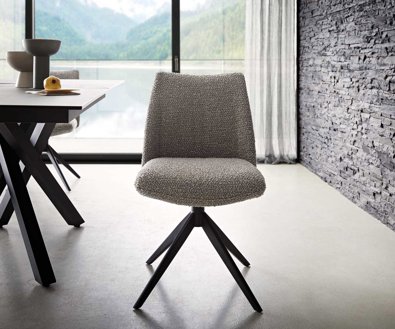 Draaistoel Elso-Flex bouclé zilver grijs kruisframe breed zwart 360° draaibaar pocketveer kern 1 Draaistoel Elso-Flex bouclé zilver grijs kruisframe breed zwart 360° draaibaar pocketveer kern 1