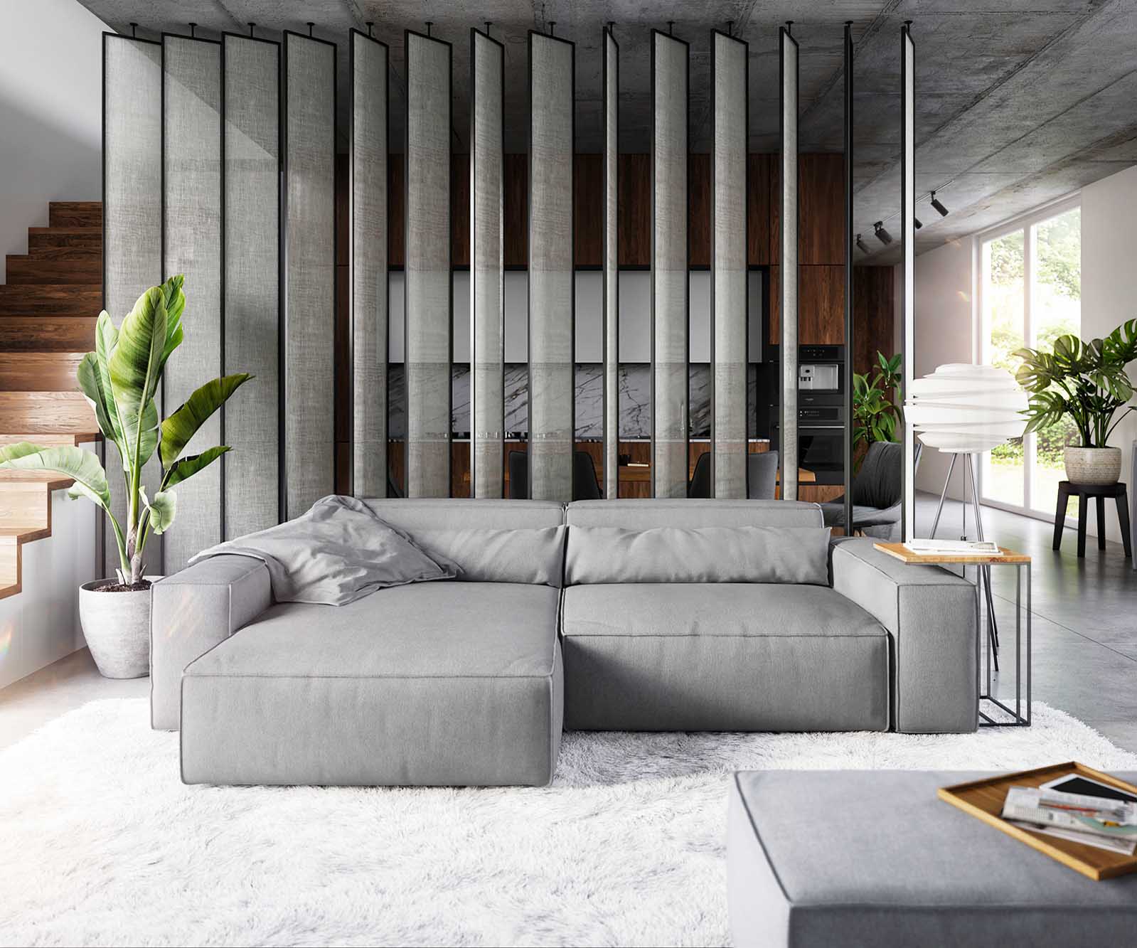 Hoekbank Sirpio XL 270x170 cm microvezel grijs recamiere variabele met kruk Hoekbank Sirpio XL 270x170 cm microvezel grijs recamiere variabele met kruk