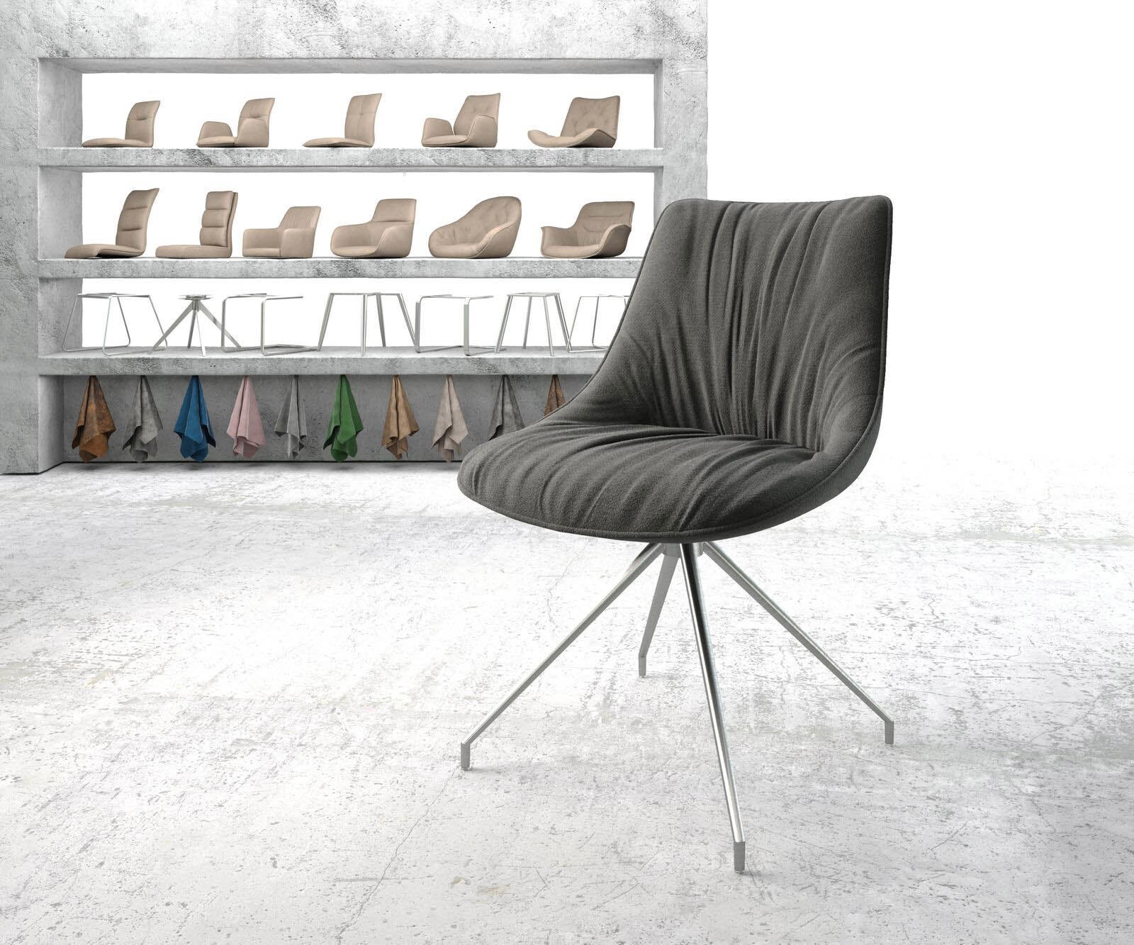 Draaistoel Elda-Flex structuurstof antraciet kruisframe conisch roestvrij staal 180° draaibaar