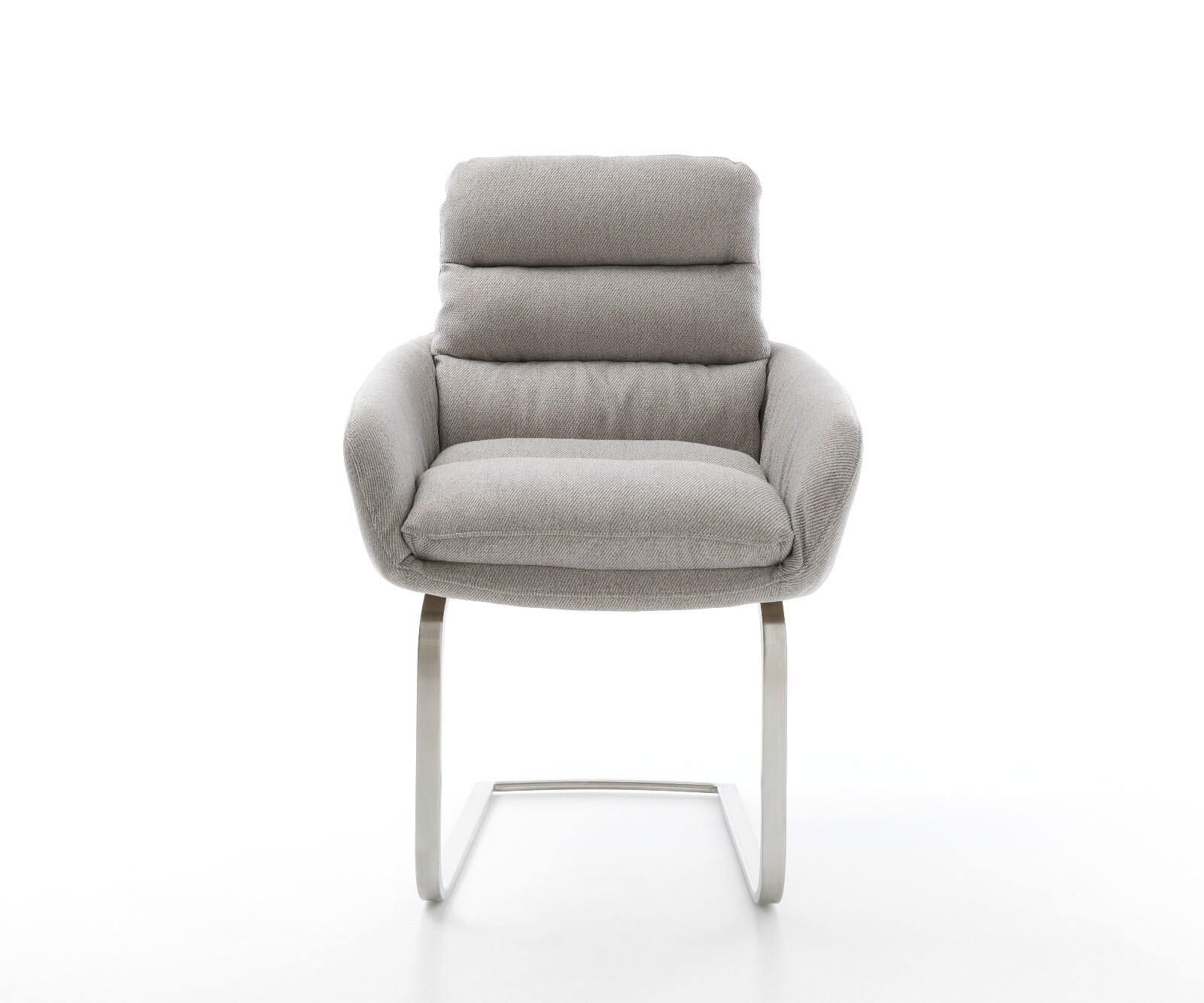 Sledemodel Abelia-Flex met armleuning stripes lichtgrijs sledemodel vlak roestvrij staal 1 Sledemodel Abelia-Flex met armleuning stripes lichtgrijs sledemodel vlak roestvrij staal 1