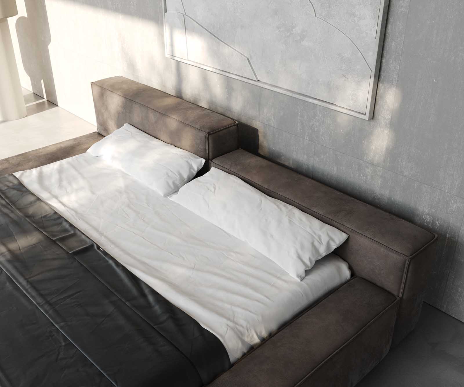 Bedframe Kalinea 180x200 cm microvezel taupe vintage 5