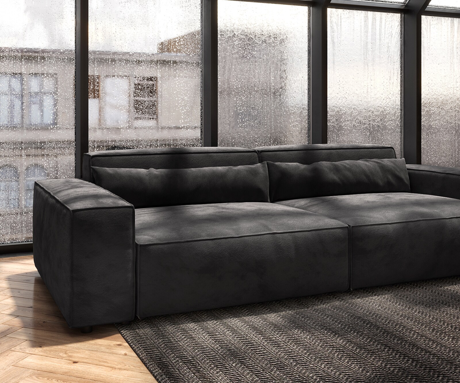 Big-sofa Sirpio XL 270x130 cm microvezel zwart 5 Big-sofa Sirpio XL 270x130 cm microvezel zwart 5