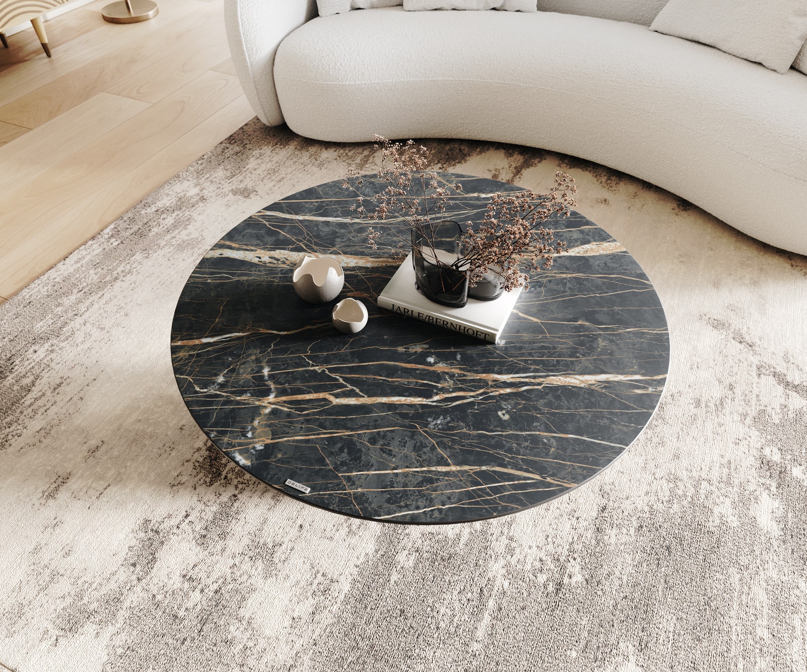 Salontafel Borna 100x100 cm keramiek Laminam®Noir Desir Bruin onderstel conisch effect titanium 5 Salontafel Borna 100x100 cm keramiek Laminam®Noir Desir Bruin onderstel conisch effect titanium 5