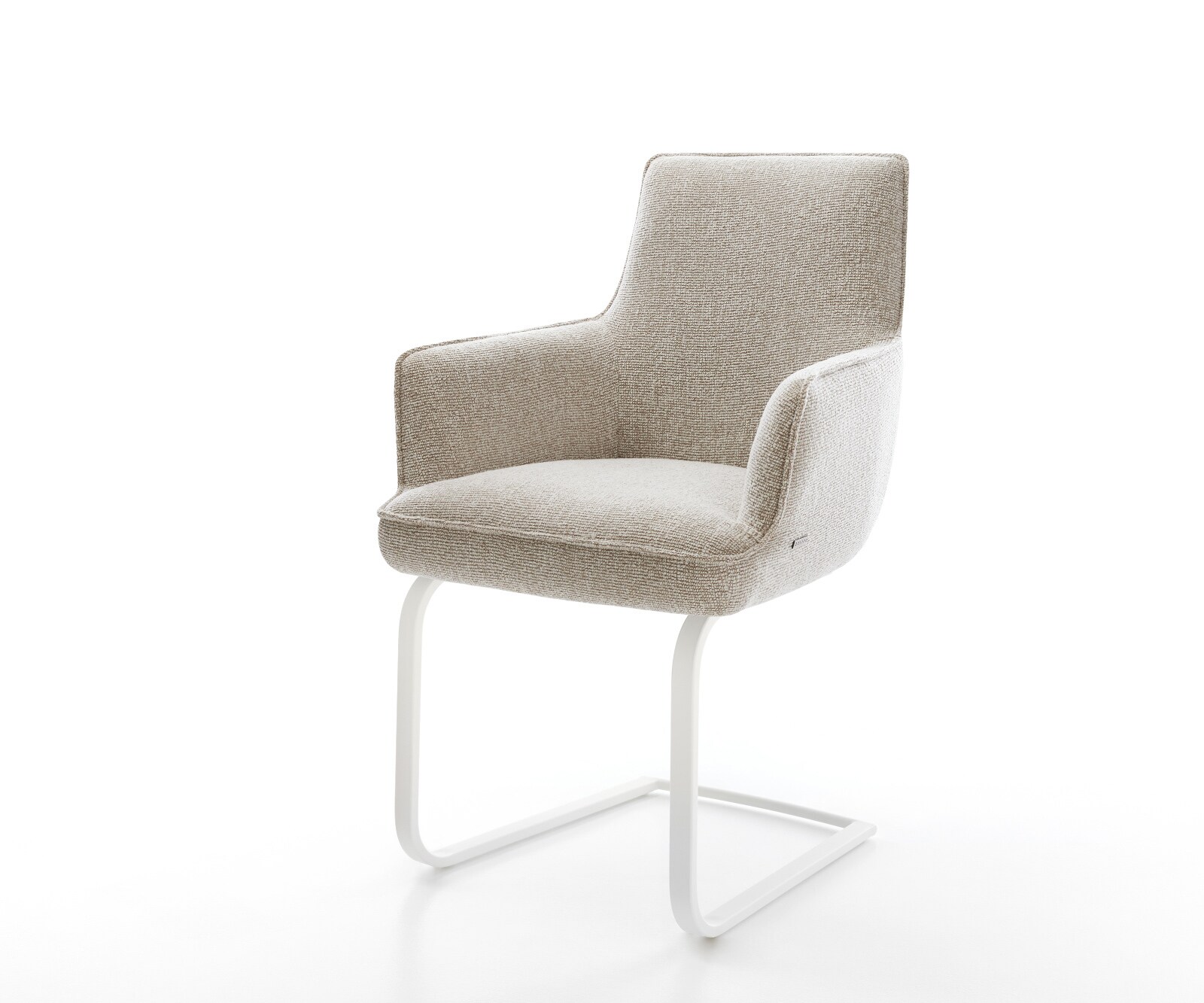 Sledemodel Heira-Flex met armleuning geweven stof beige sledemodel vlak wit pocketveer kern 1