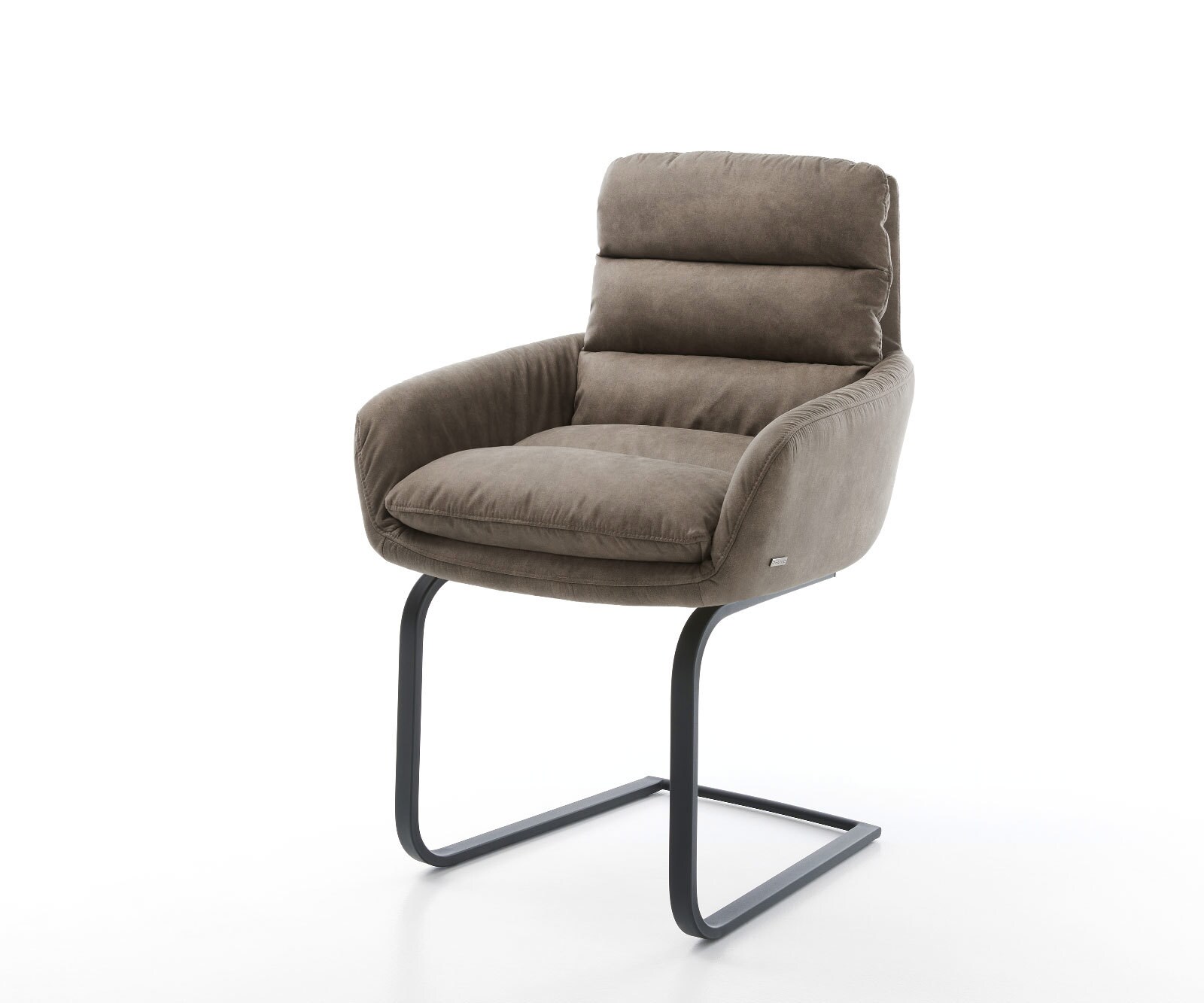 Sledemodel Abelia-Flex met armleuning microvelours taupe vintage sledemodel vlak zwart