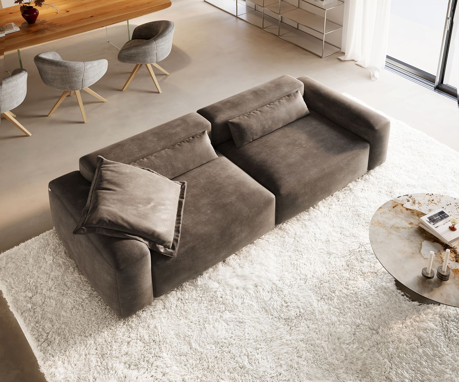 Grote bank Freestyle Pure 280x110 cm Microvezel taupe vintage 3