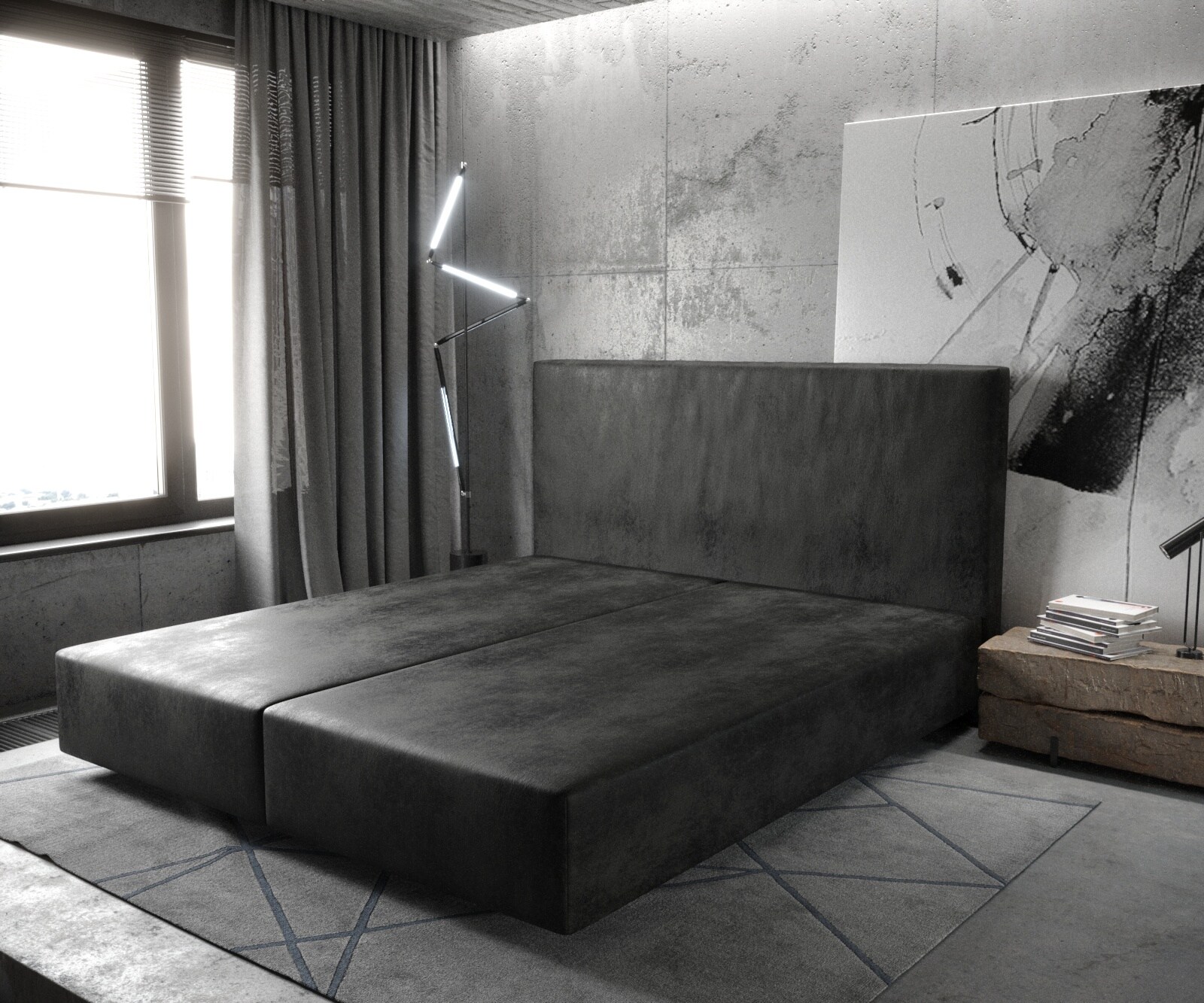 Boxspring frame Dream-Well 180x200 cm Antraciet Vintage Mikrofaser