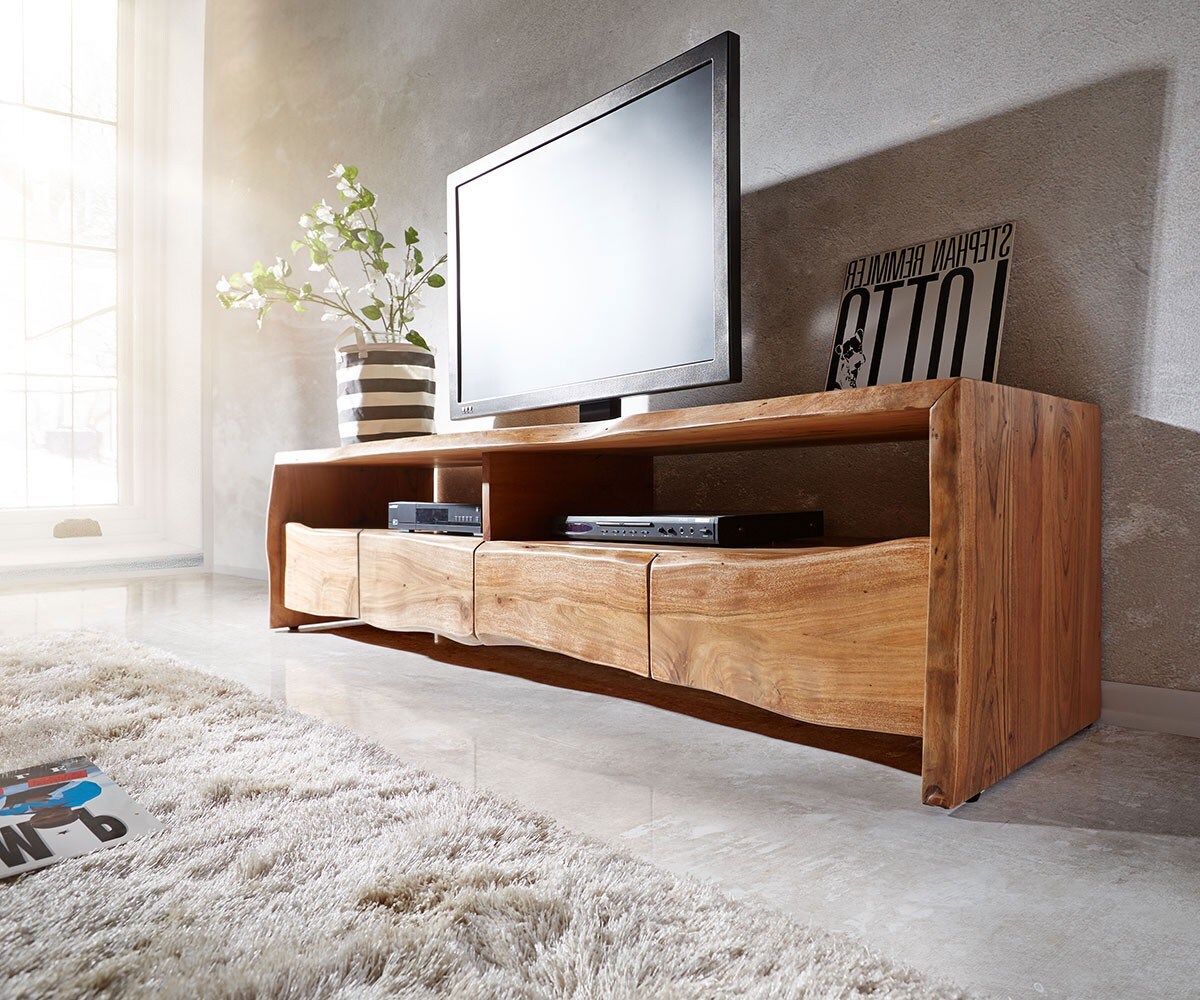 Tv-meubel Live-Edge 230 cm massief acacia natuur 4 laden 1