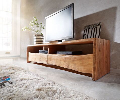 Tv-meubel Live-Edge 230 cm massief acacia natuur 4 laden