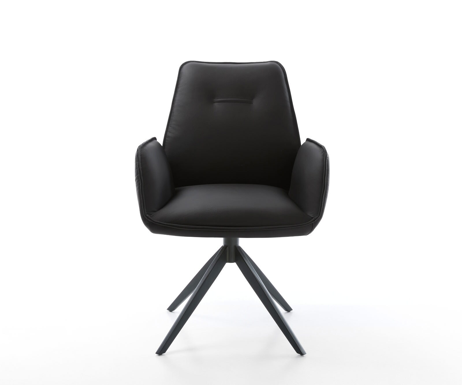 Draaistoel Zoa-Flex echt leer zwart kruisframe breed zwart 360° draaibaar rocker-functie pocketveer kern 2