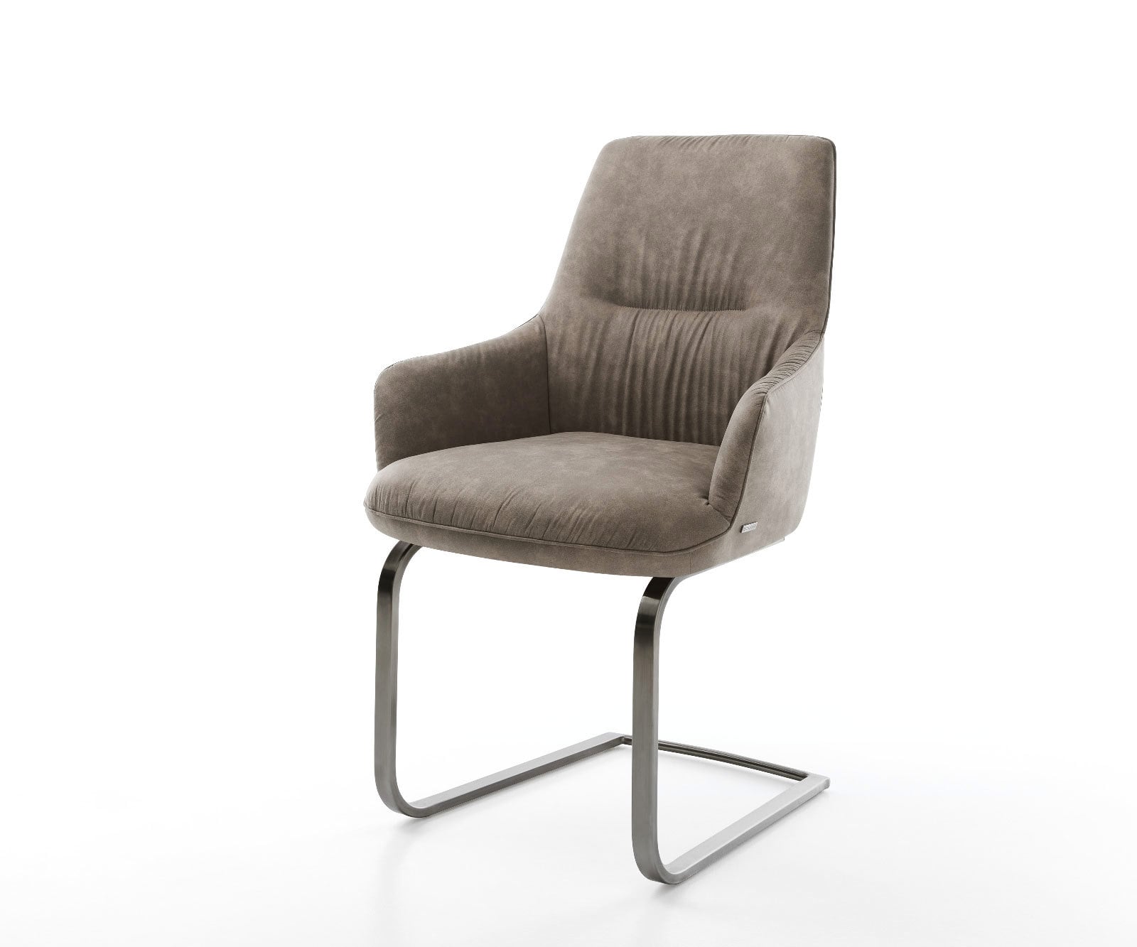 Sledemodel Zelia-Flex met armleuning microvelours taupe vintage sledemodel vlak grafiet pocketveer kern Sledemodel Zelia-Flex met armleuning microvelours taupe vintage sledemodel vlak grafiet pocketveer kern