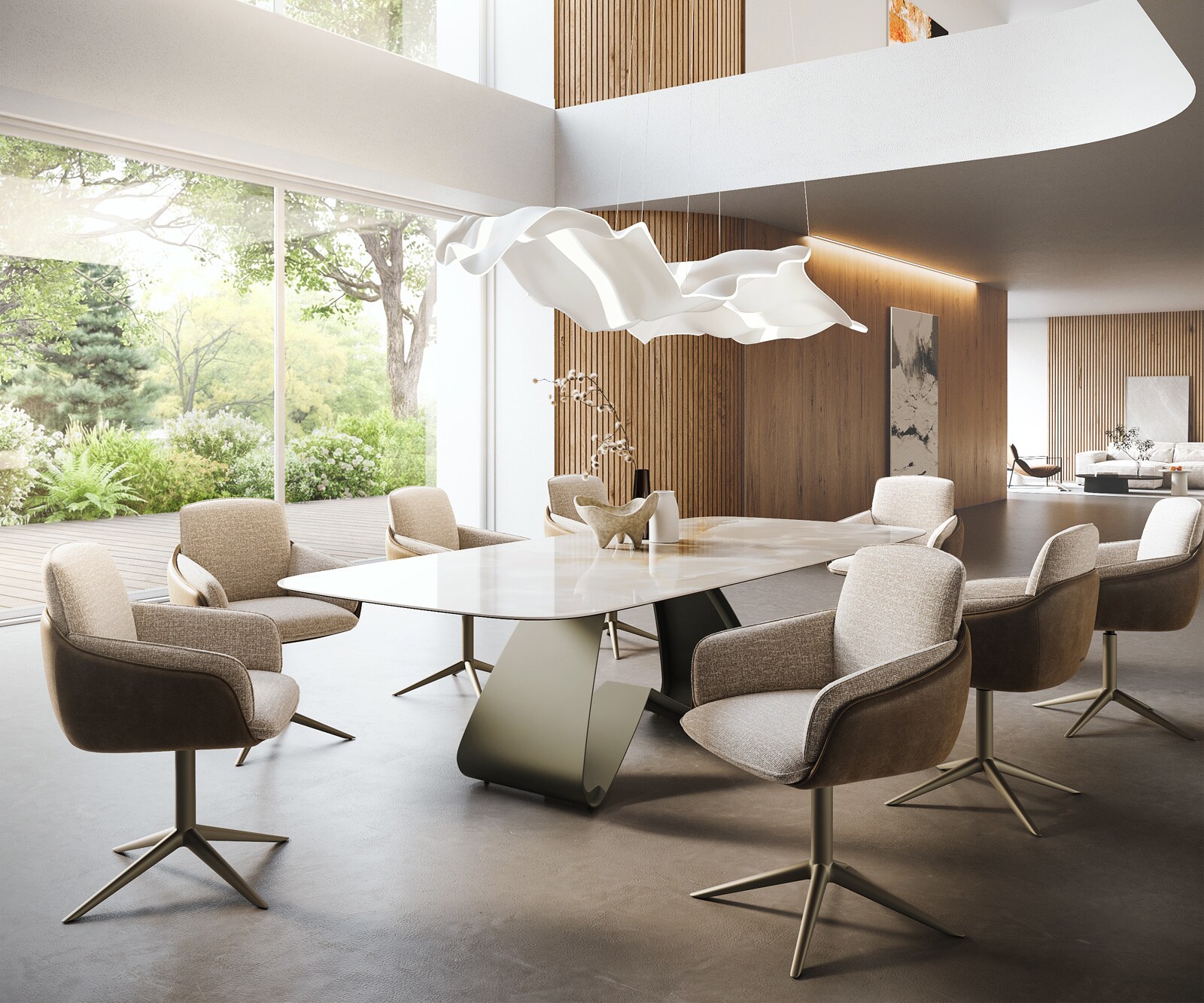 Eetkamertafel Edge Boot 270x120 cm Keramiek Iris FMG Onice Grigio W-onderstel Metaal Effectafwerking Titan 7