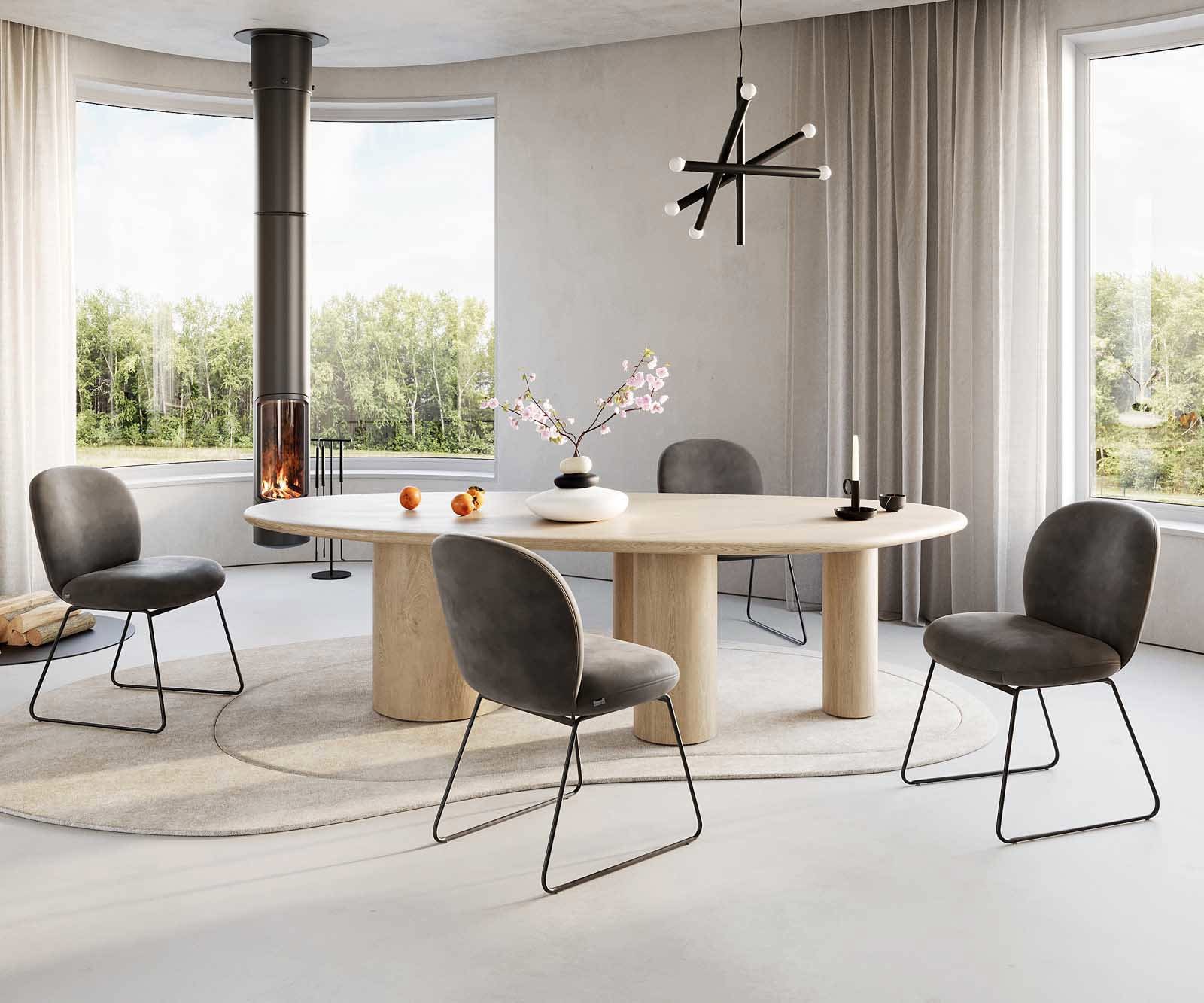 Eetkamerstoel Nube-Flex microvelours antraciet vintage slipframe zwart pocketveer kern 3 Eetkamerstoel Nube-Flex microvelours antraciet vintage slipframe zwart pocketveer kern 3