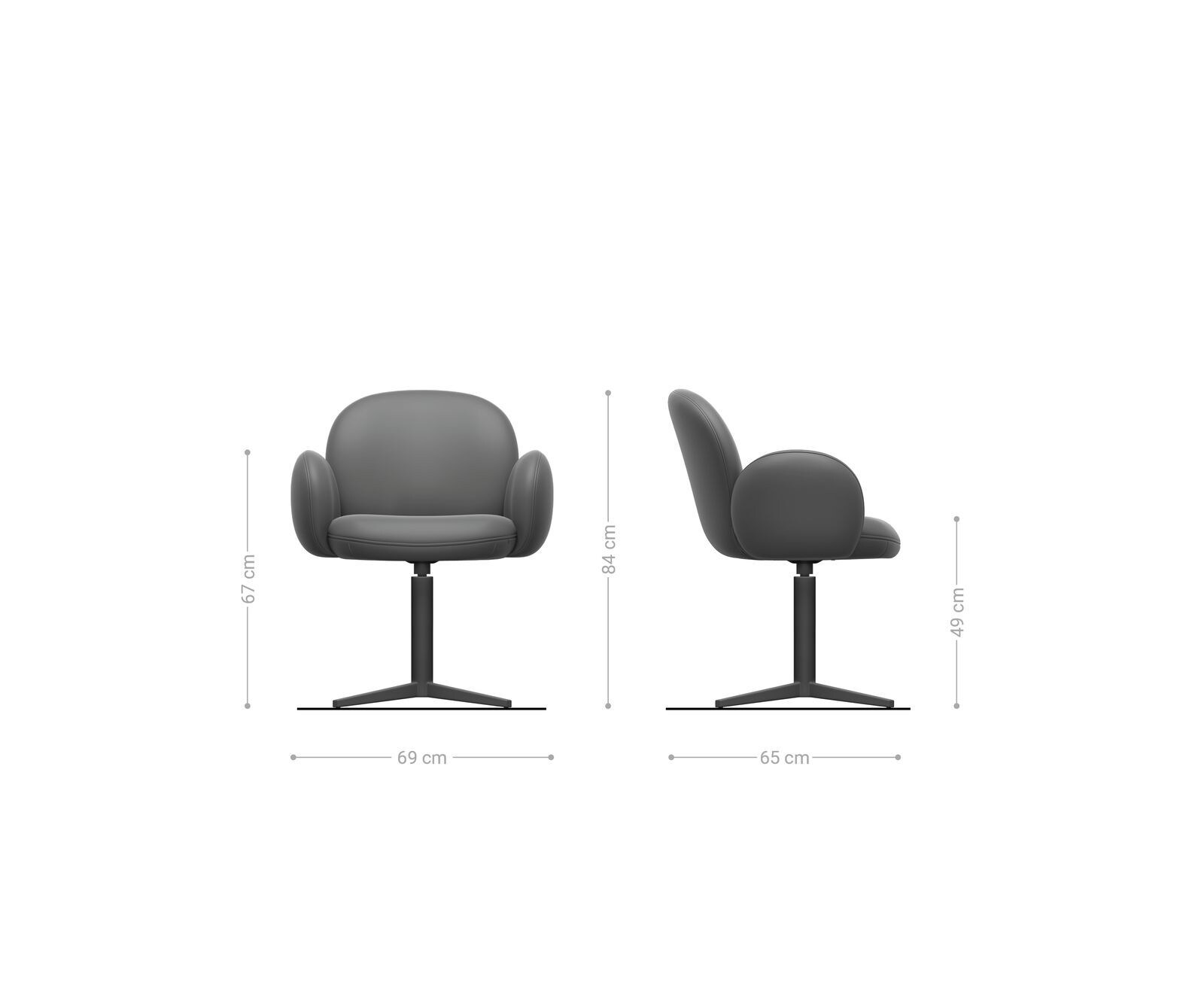 Draaistoel Nube-Flex met armleuning bouclé wit kruispoot zwart 360° draaibaar pocketveer kern 6