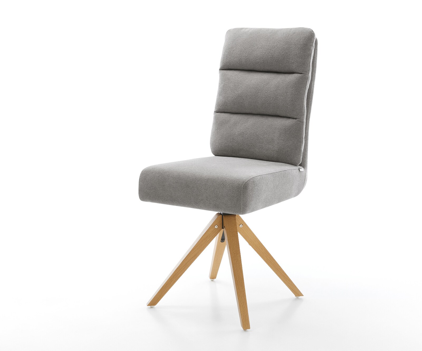 Draaistoel Pela-Flex zachte stof met structuur grijs houten frame hoekig natuur 180° draaibaar pocketveer kern 1