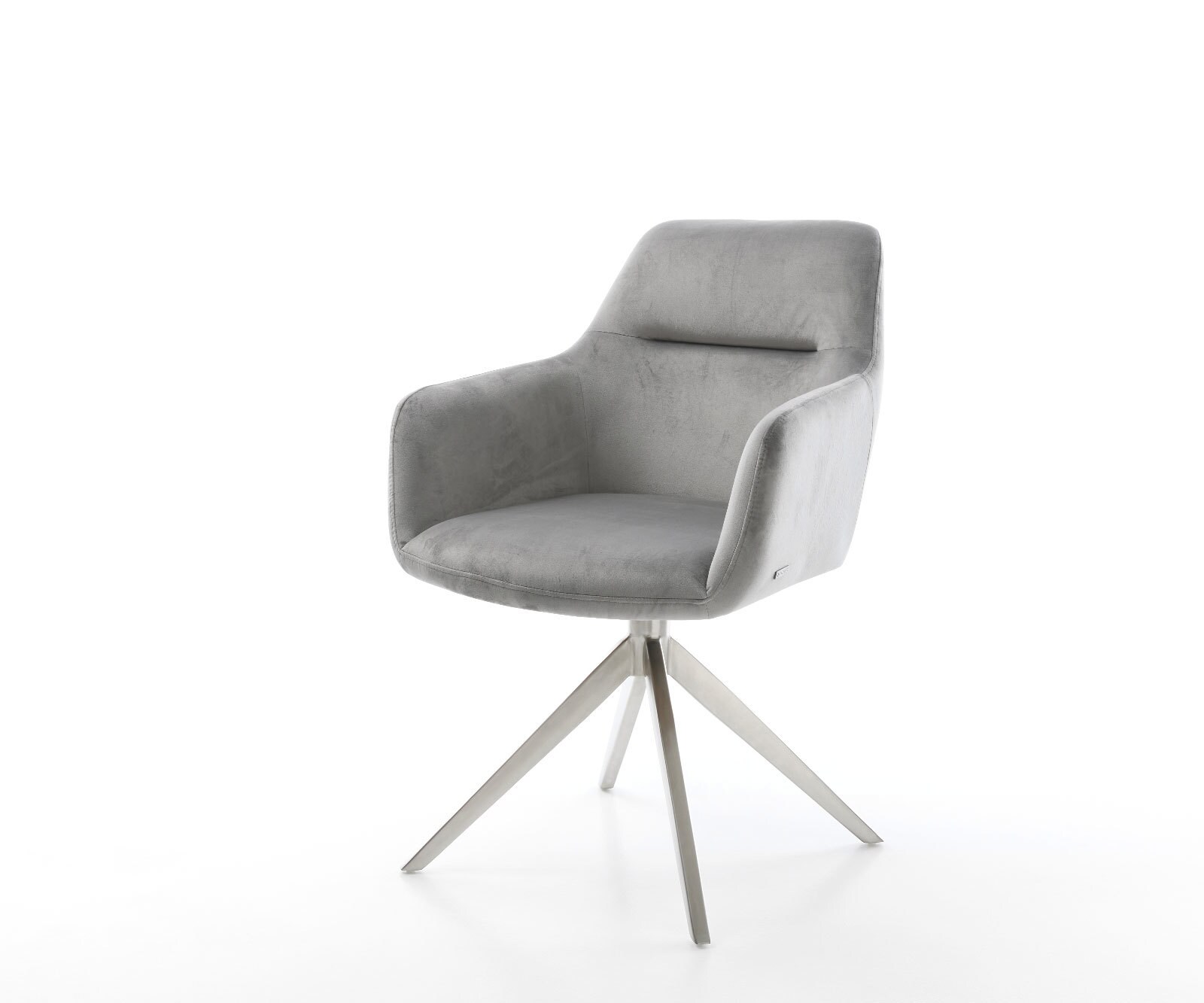 Draaistoel Pejo-Flex fluweel grijs kruisframe breed roestvrij staal 360° draaibaar rocker-functie pocketveer kern