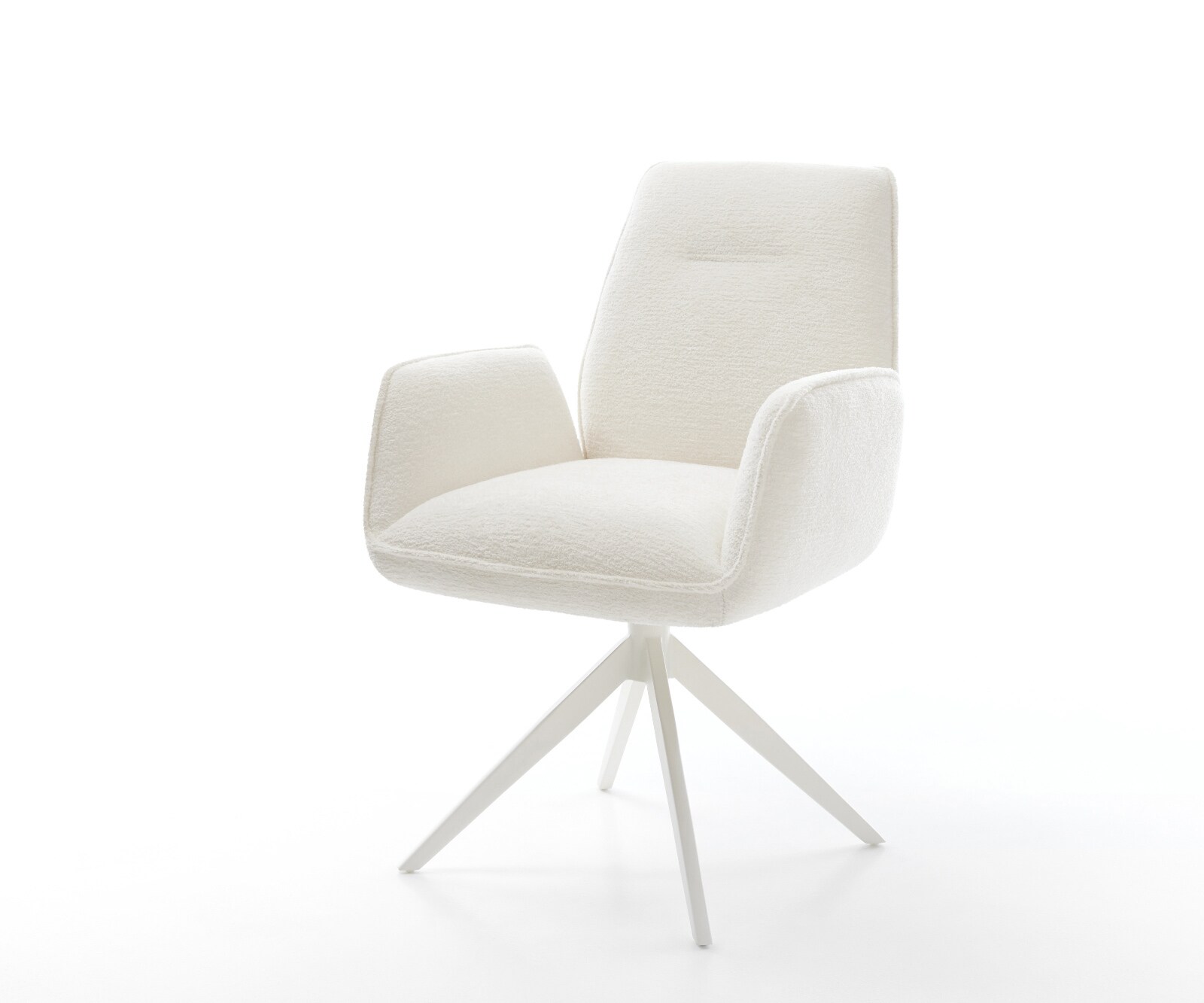 Draaistoel Zoa-Flex bouclé zacht beige kruisframe breed wit 360° draaibaar rocker-functie pocketveer kern 1